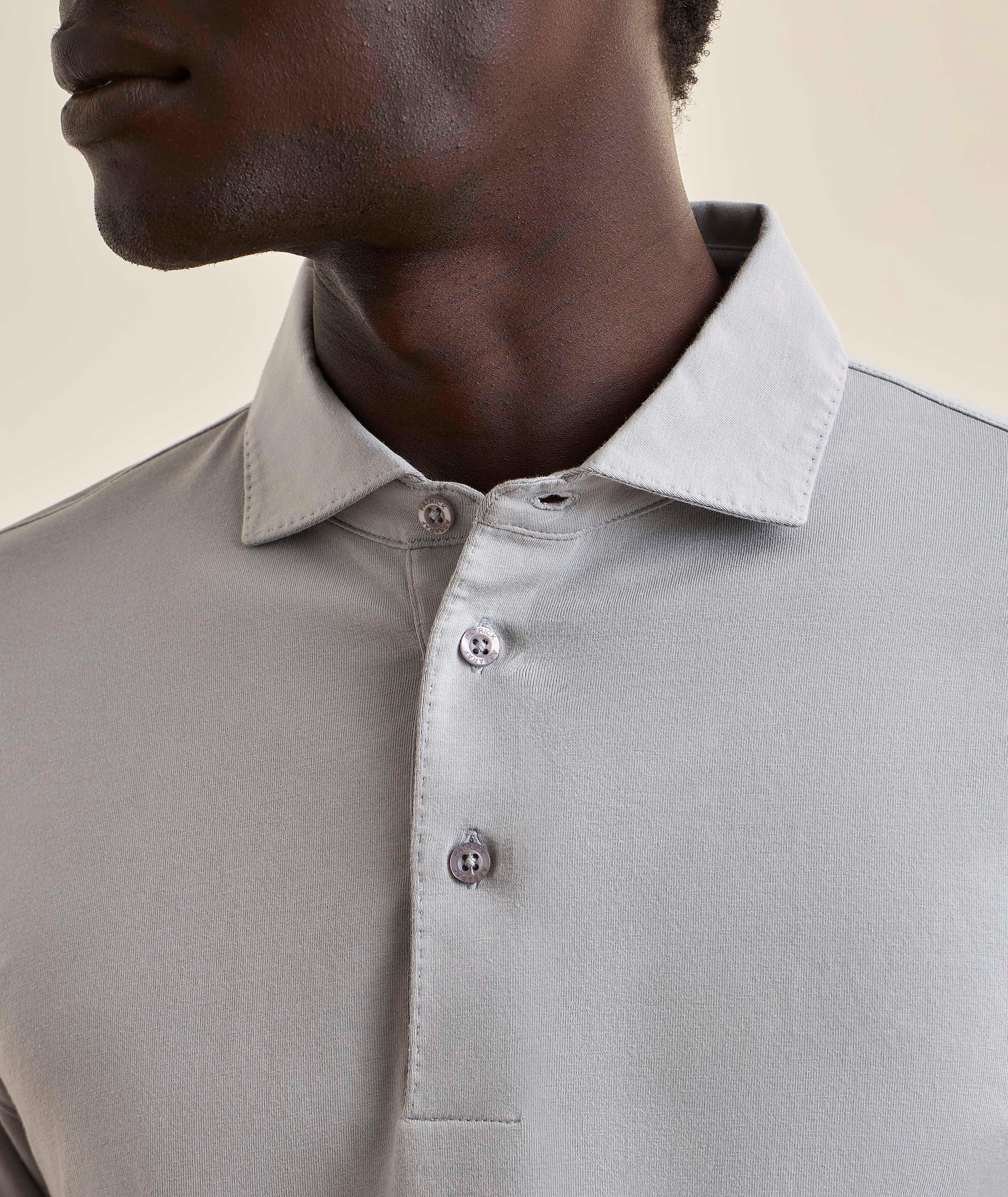 Long-Sleeve Stretch-Pima Cotton Polo image 3