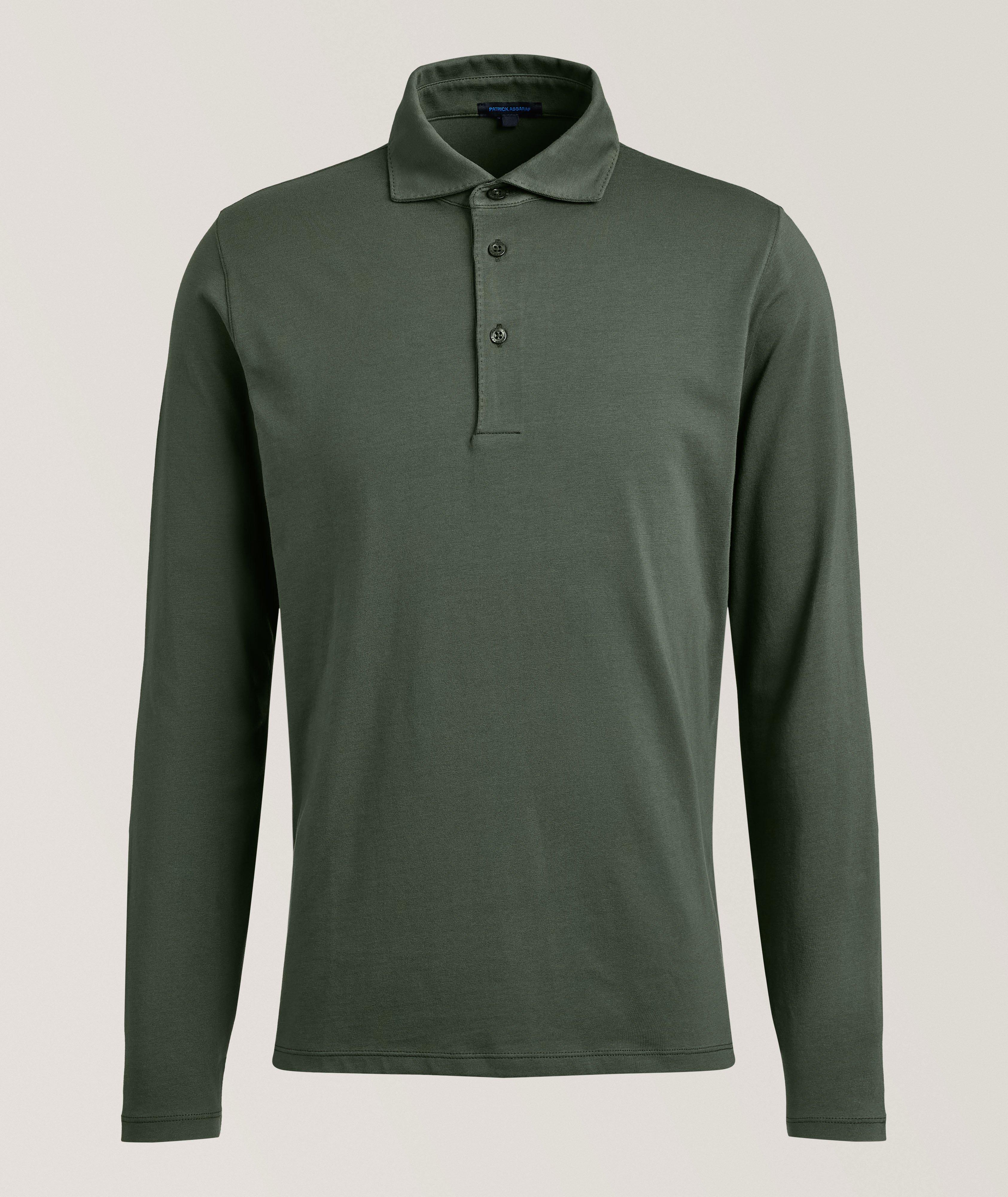 Patrick Assaraf Long-Sleeve Stretch-Pima Cotton Polo