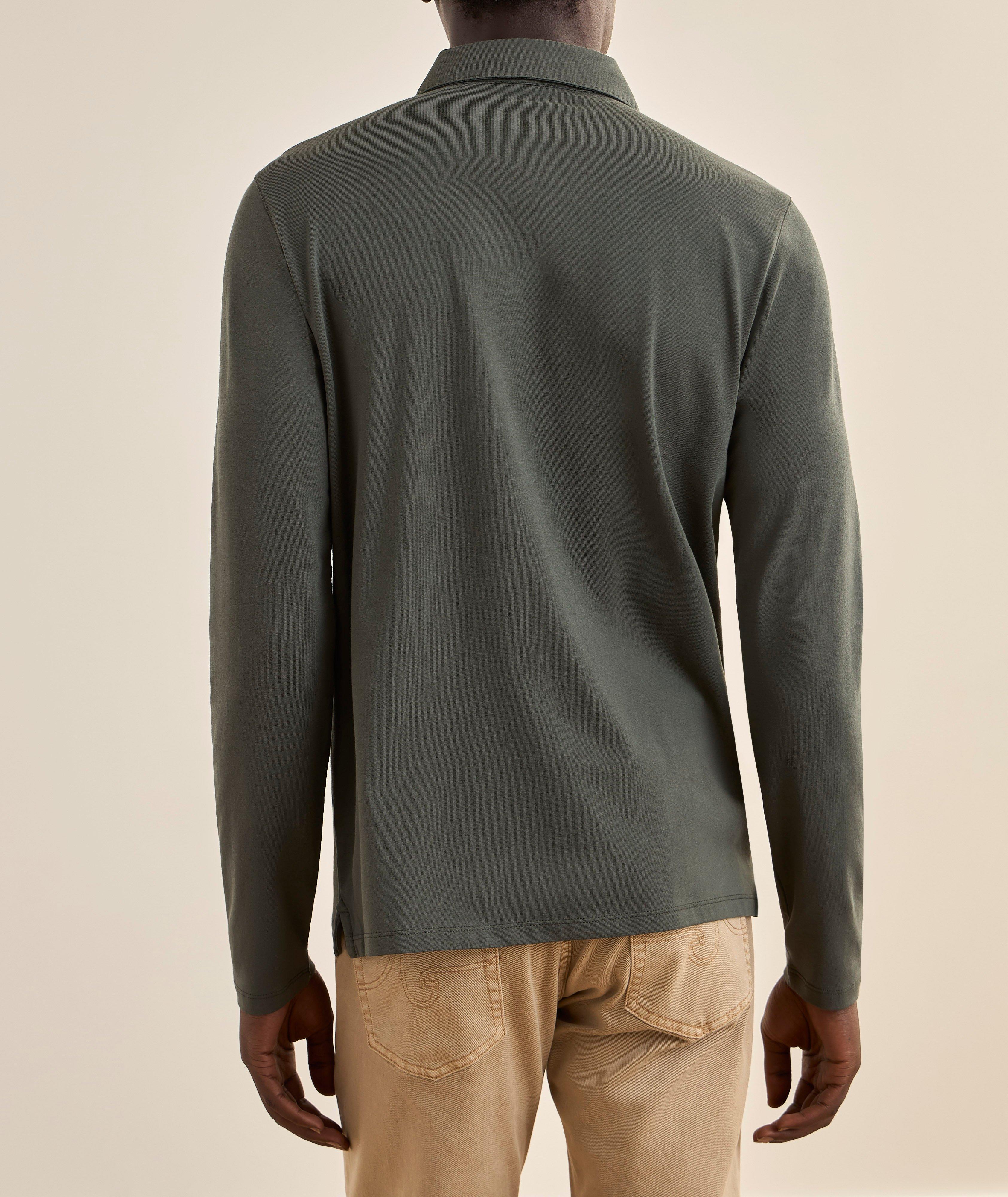 Long-Sleeve Stretch-Pima Cotton Polo image 2