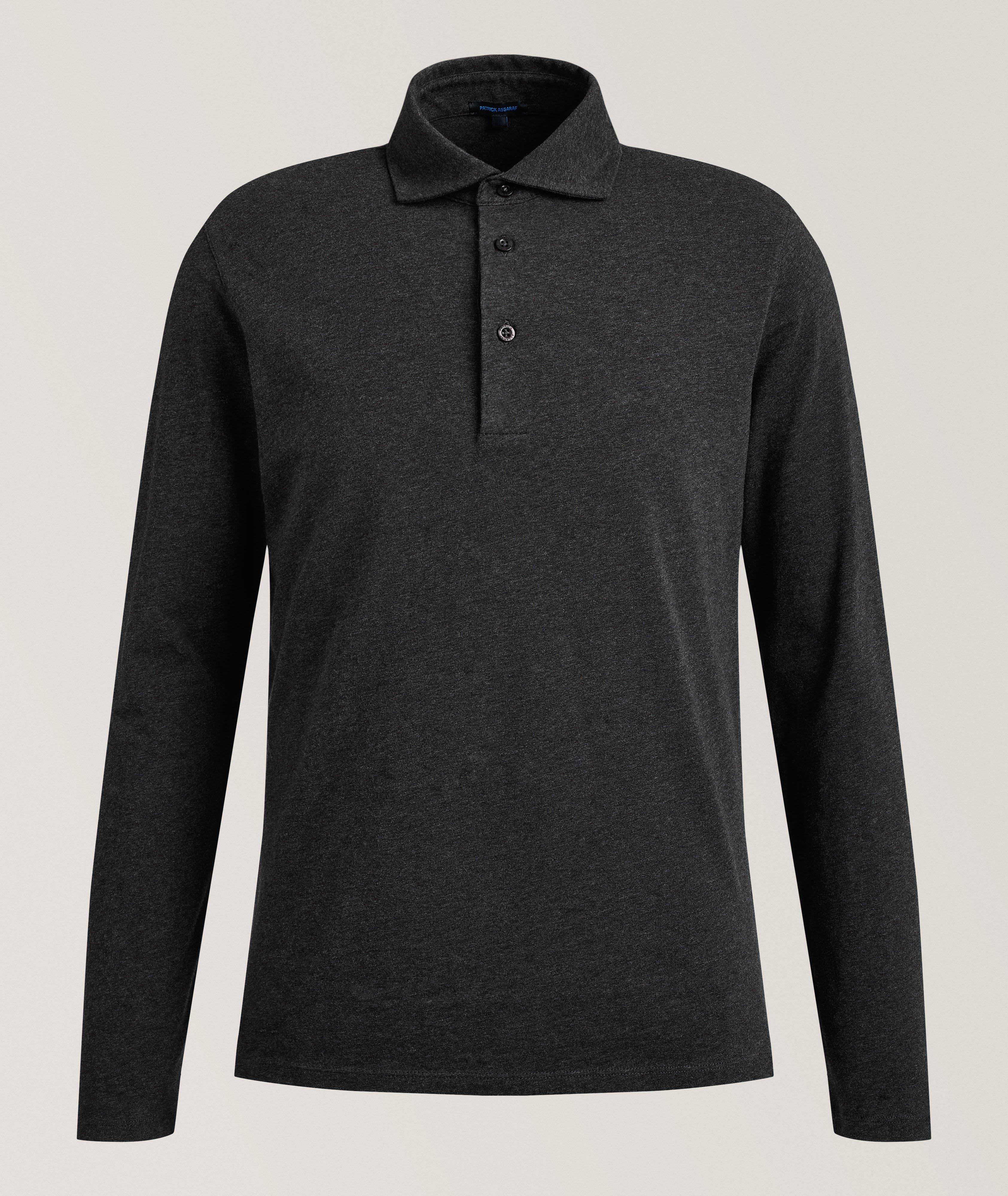 Patrick Assaraf Long-Sleeve Stretch-Pima Cotton Polo