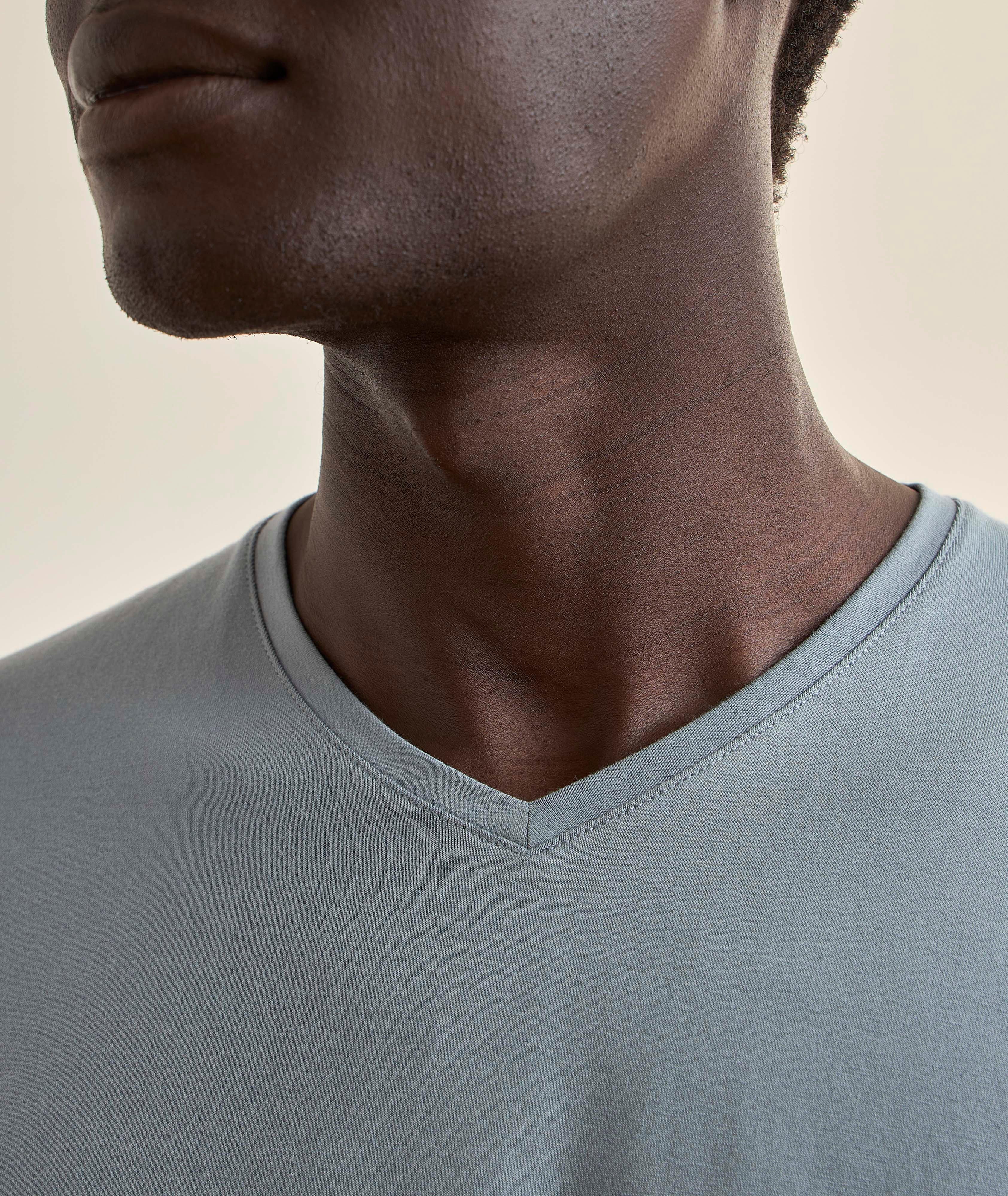 Stretch-Pima Cotton V-Neck T-Shirt image 3