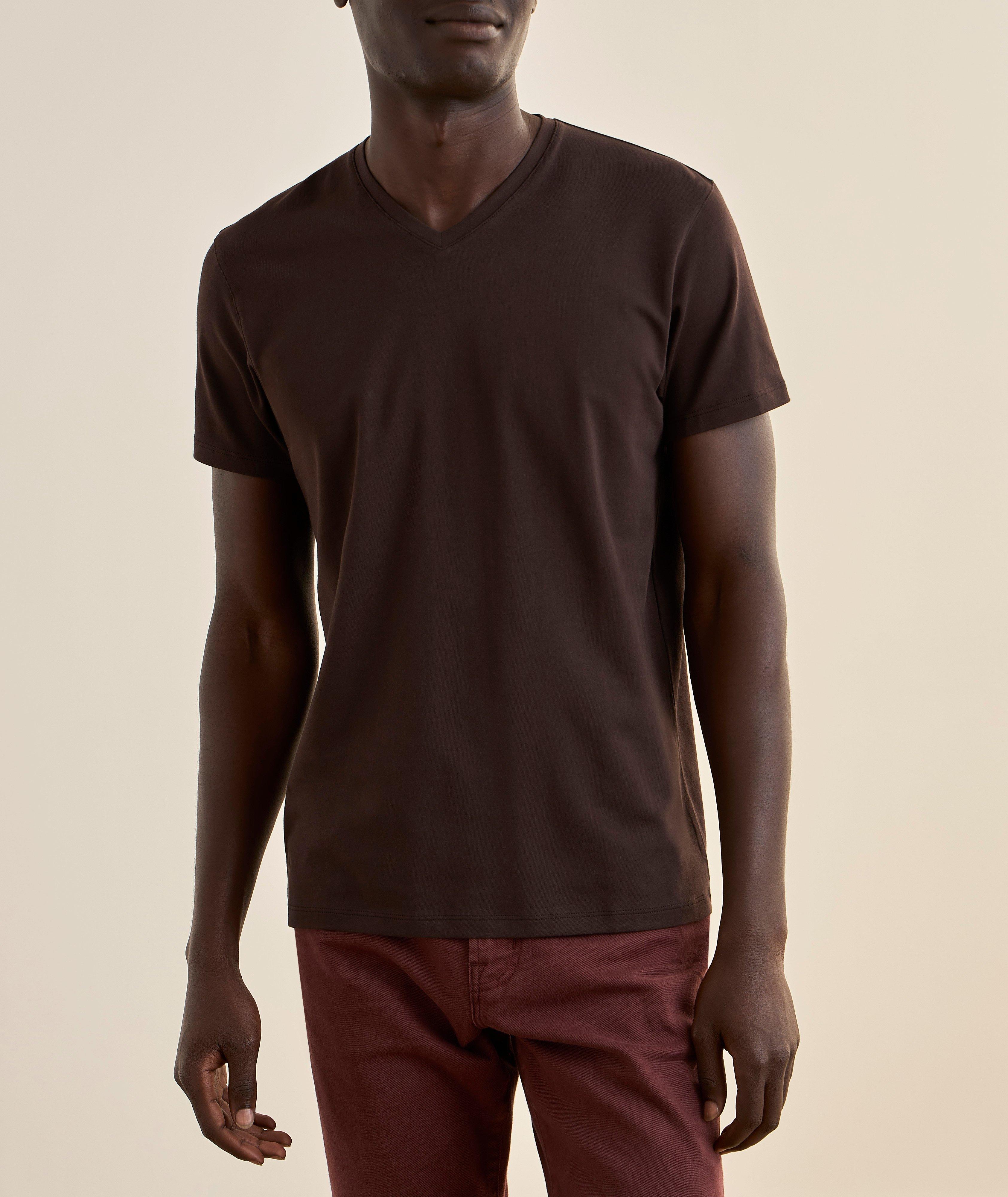 Stretch-Pima Cotton V-Neck T-Shirt image 1