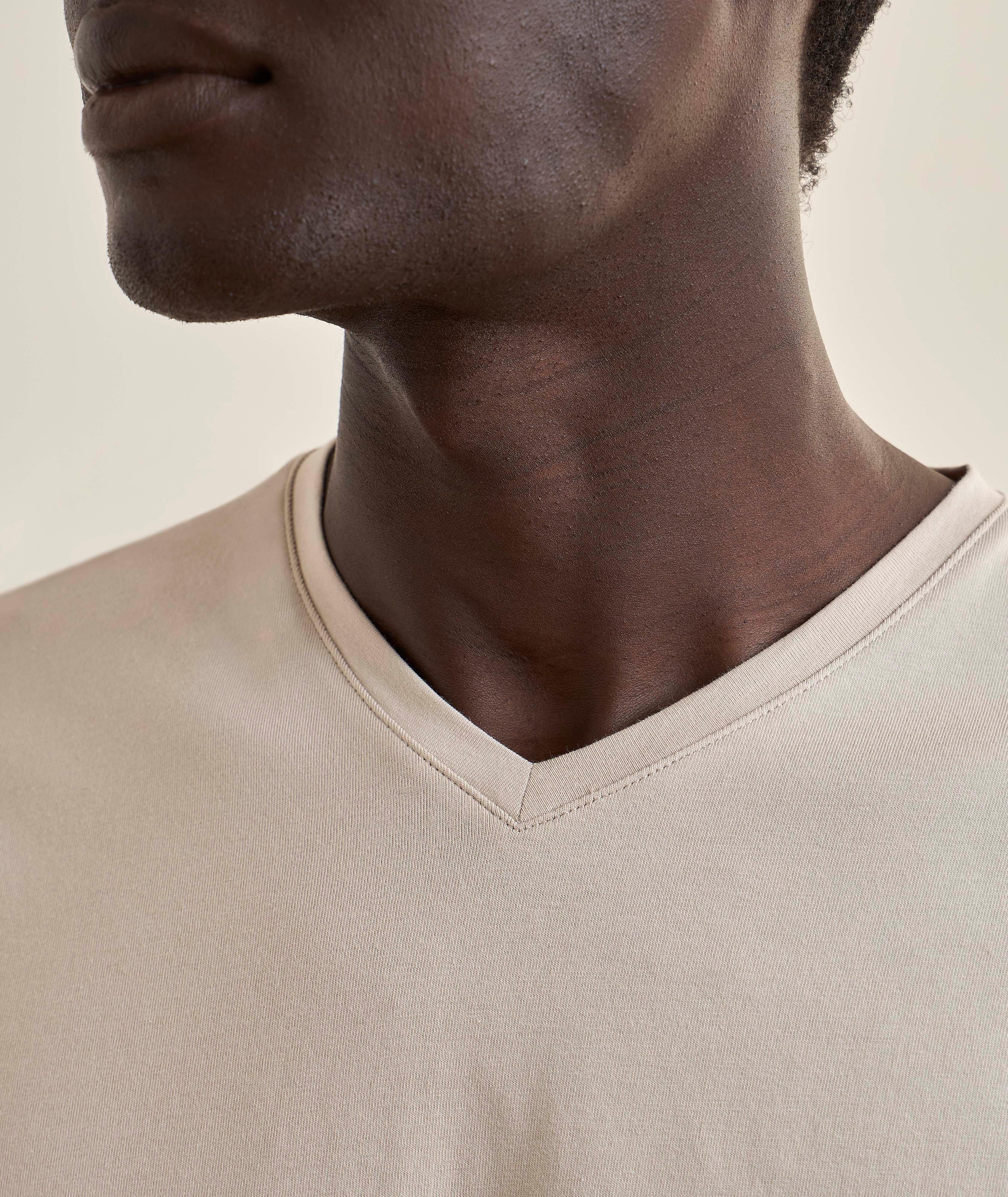 Stretch-Pima Cotton V-Neck T-Shirt image 3