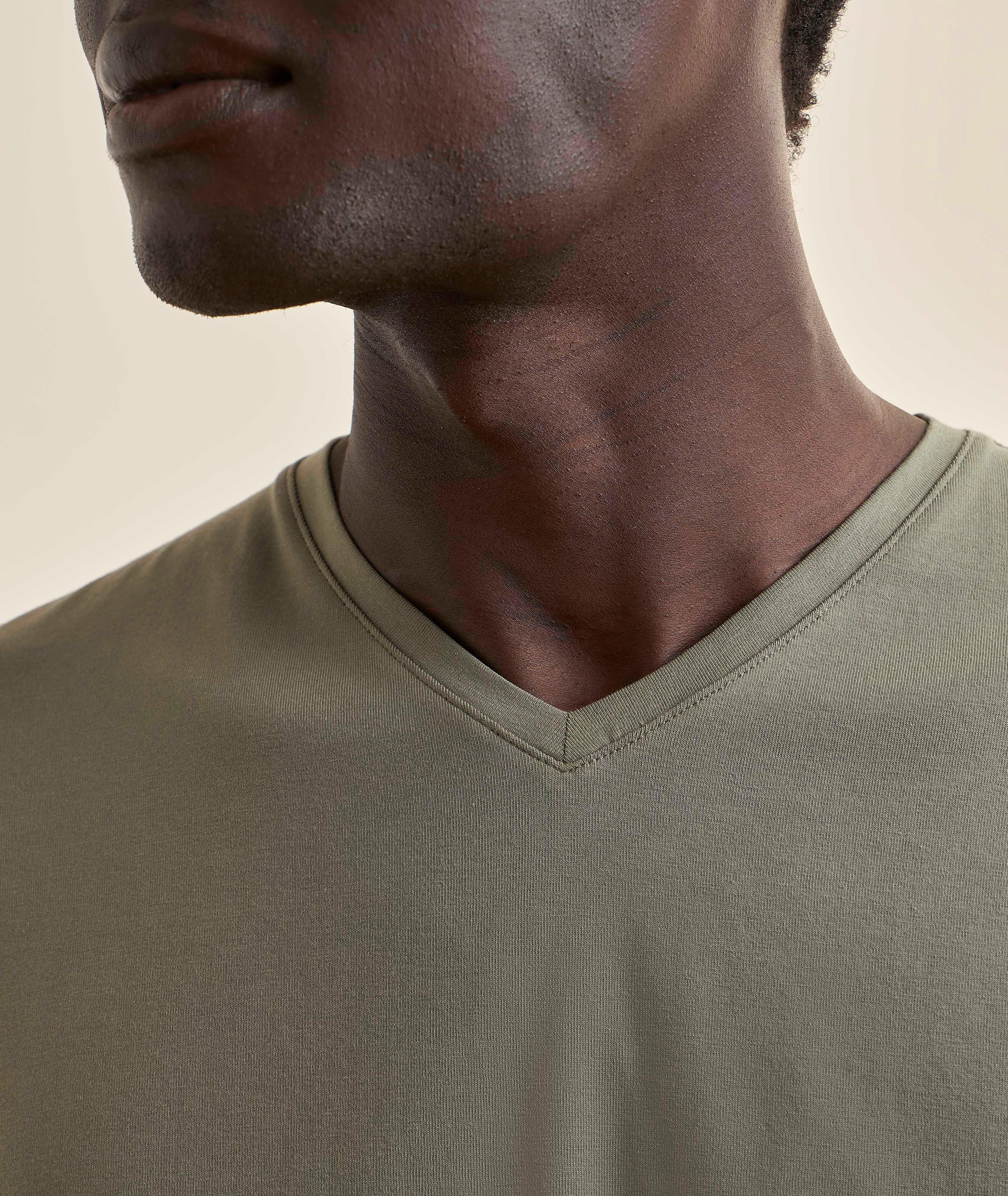Stretch-Pima Cotton V-Neck T-Shirt image 3