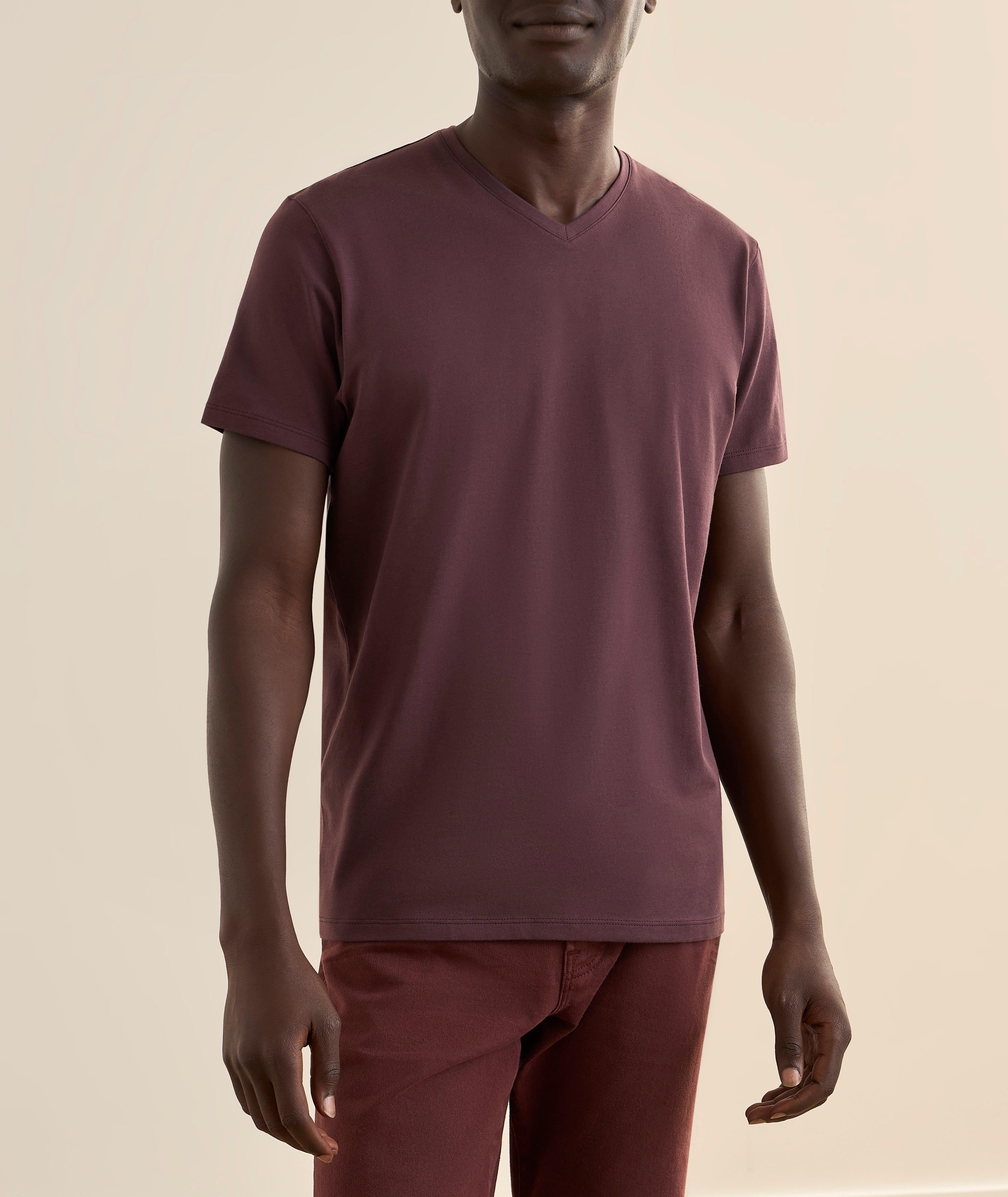 Stretch-Pima Cotton V-Neck T-Shirt image 1