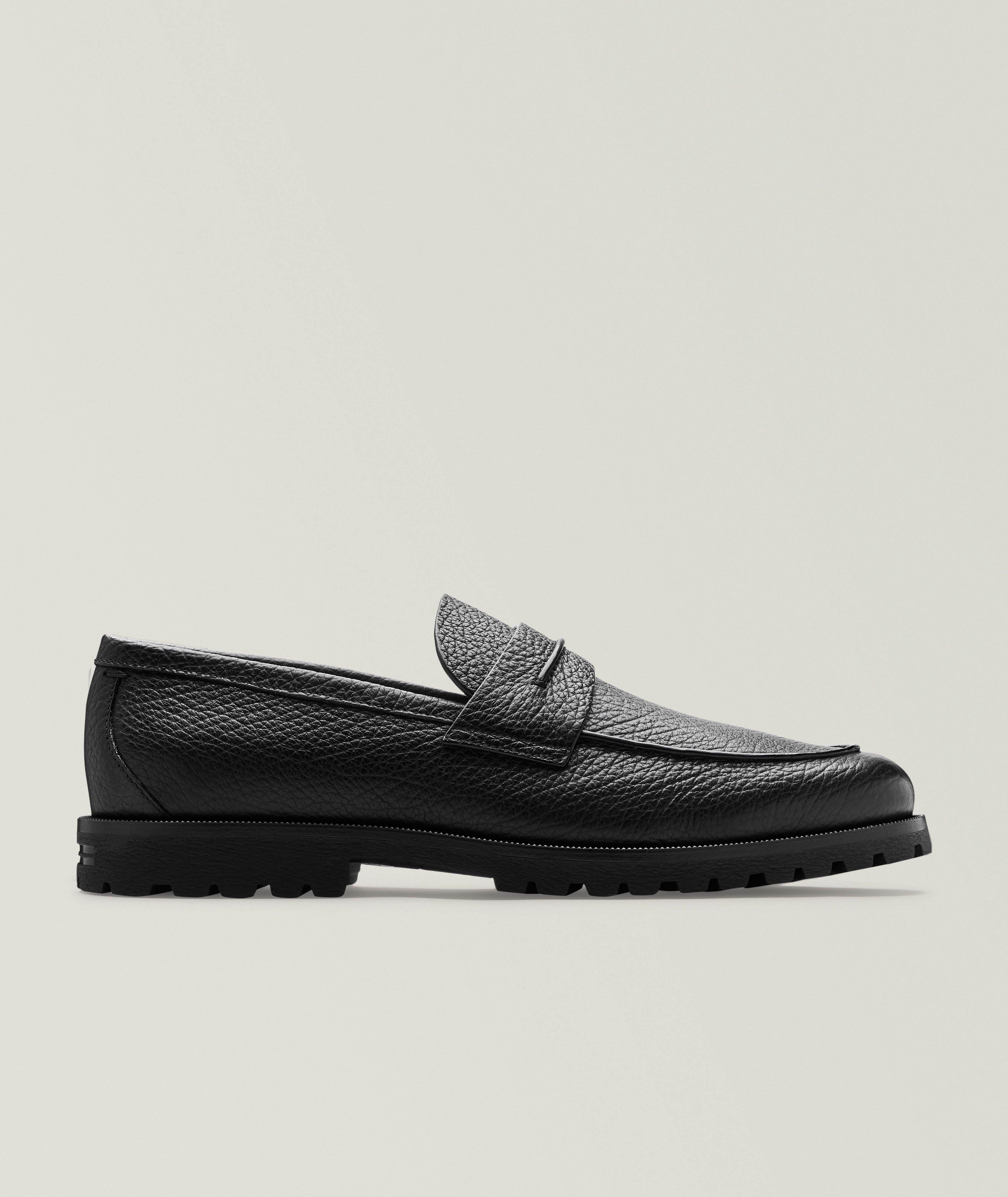 ZEGNA Grain Leather Moccasin Loafers