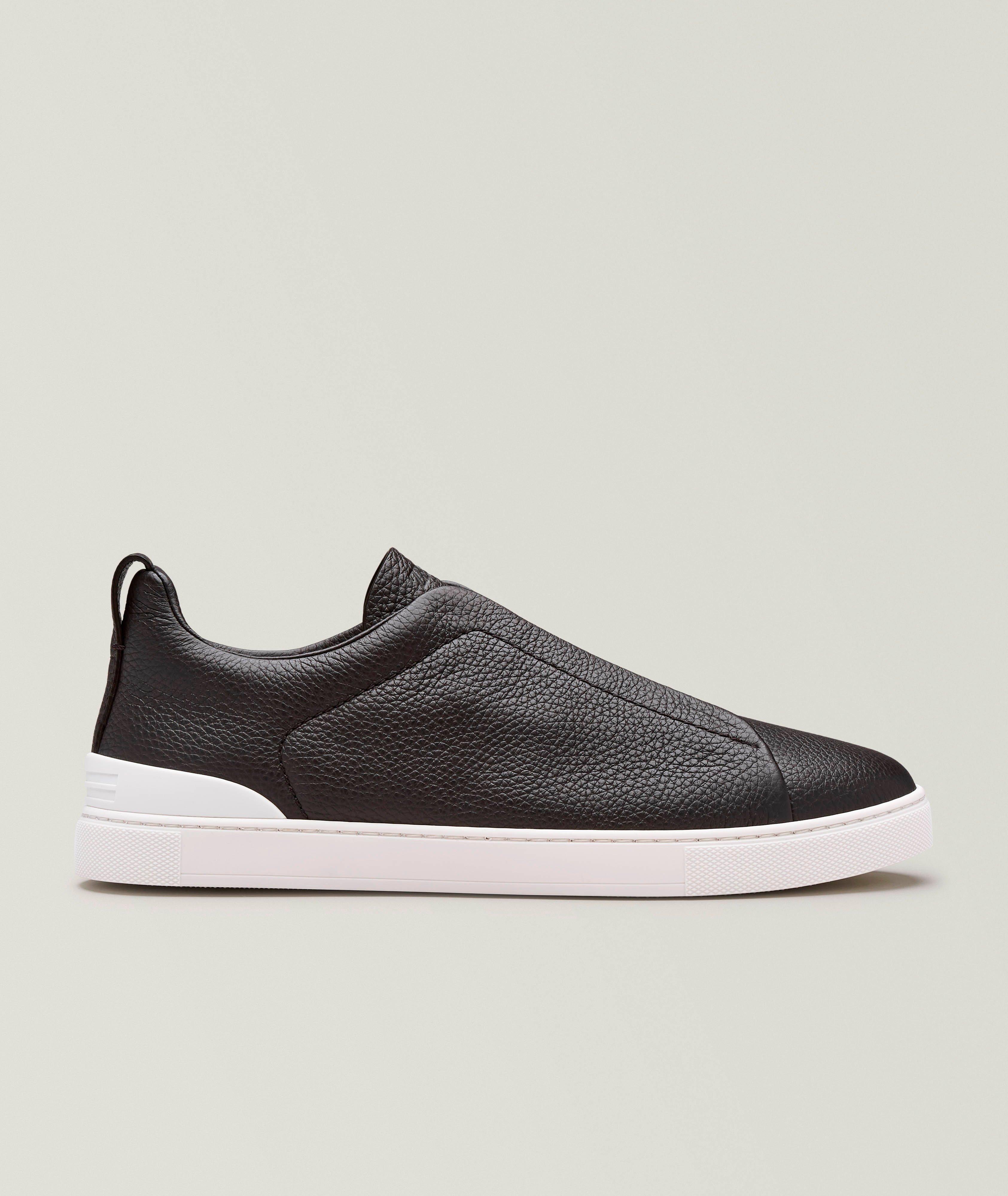 ZEGNA Calfskin Triple Stitch Leather Sneakers