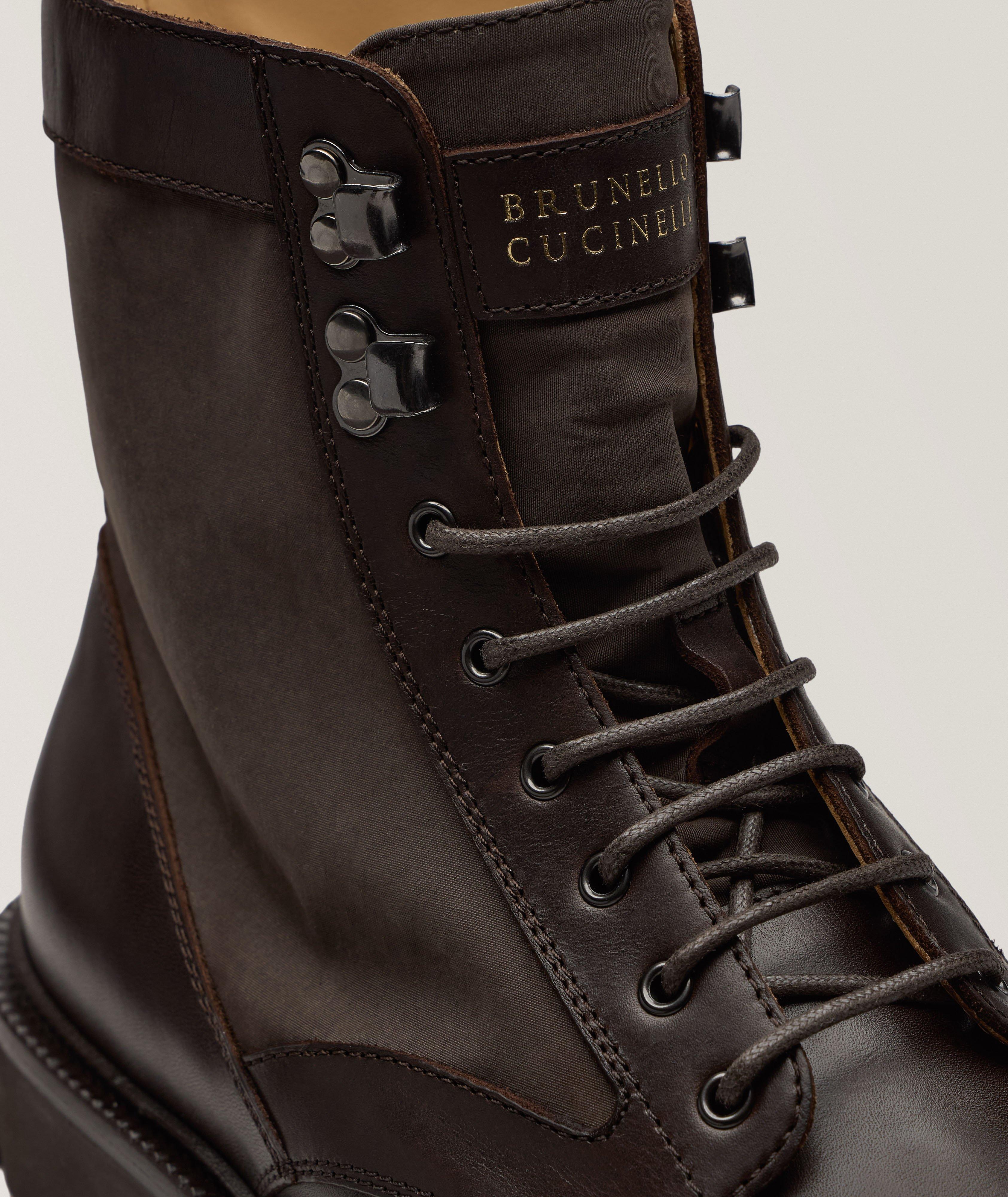 Leather & Canvas Lace-Up Lug Boots image 3