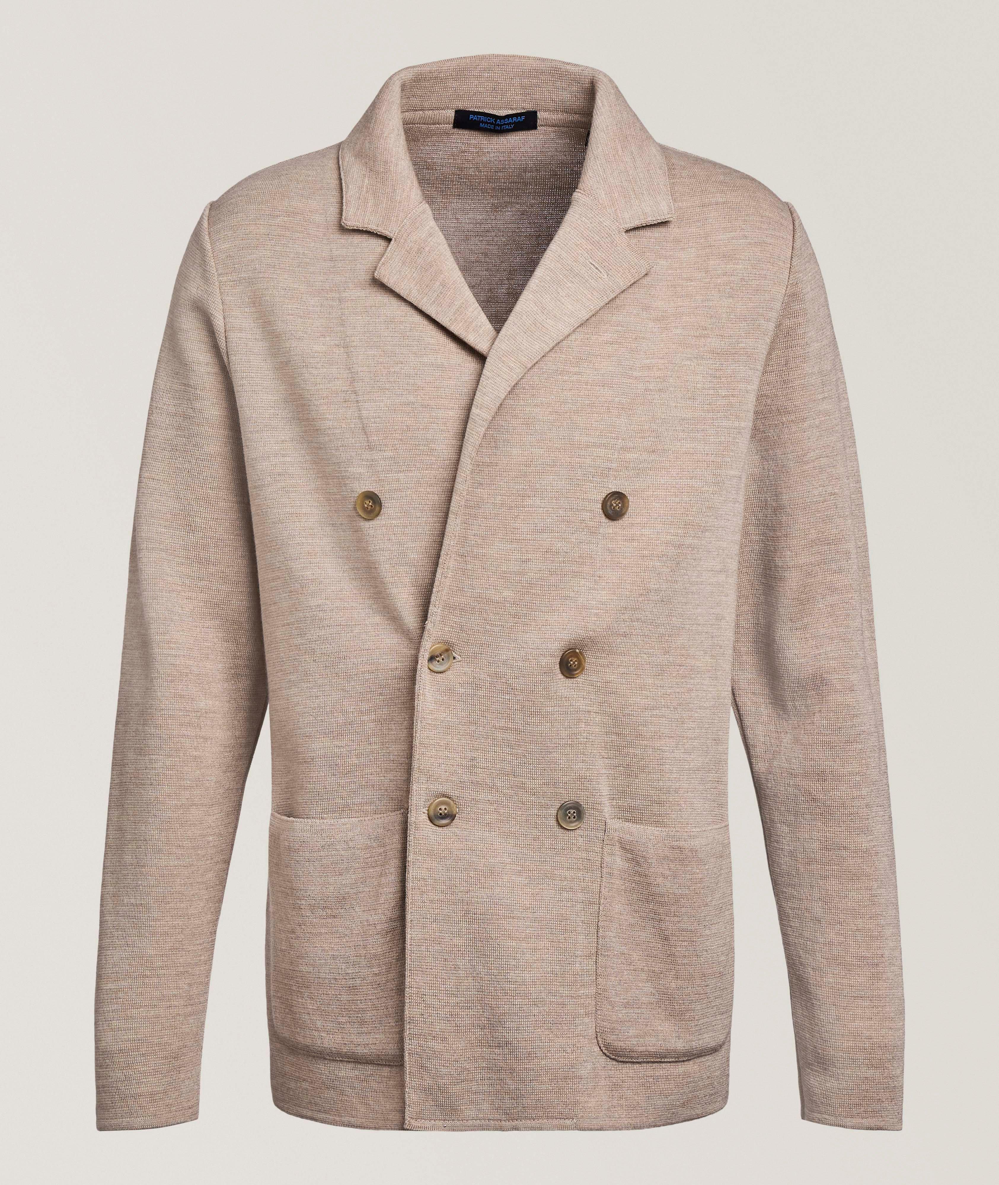 Patrick Assaraf Double-Breasted Knit Sport Jacket