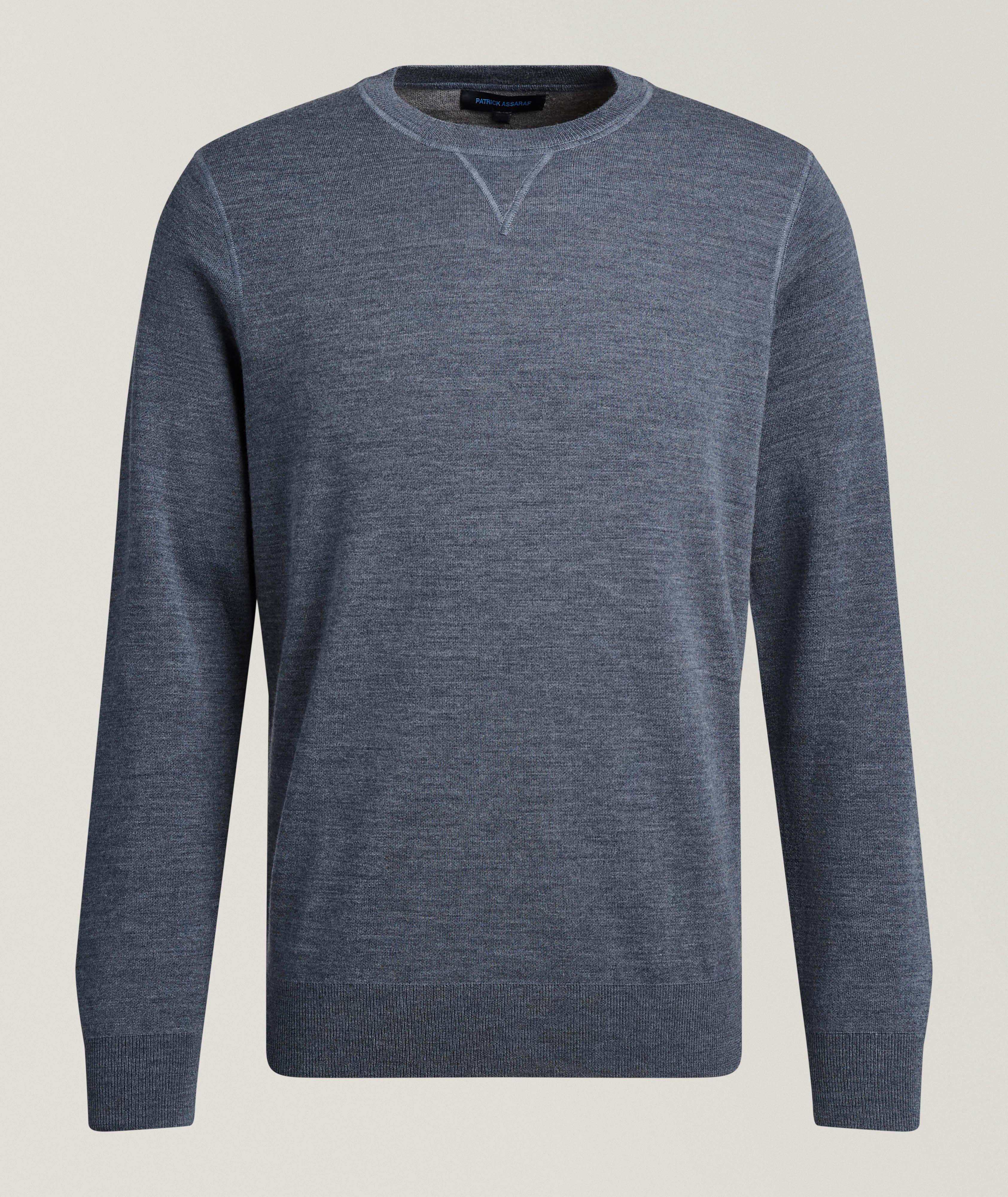 Patrick Assaraf Mélange V-Insert Double-Face Crewneck Sweatshirt