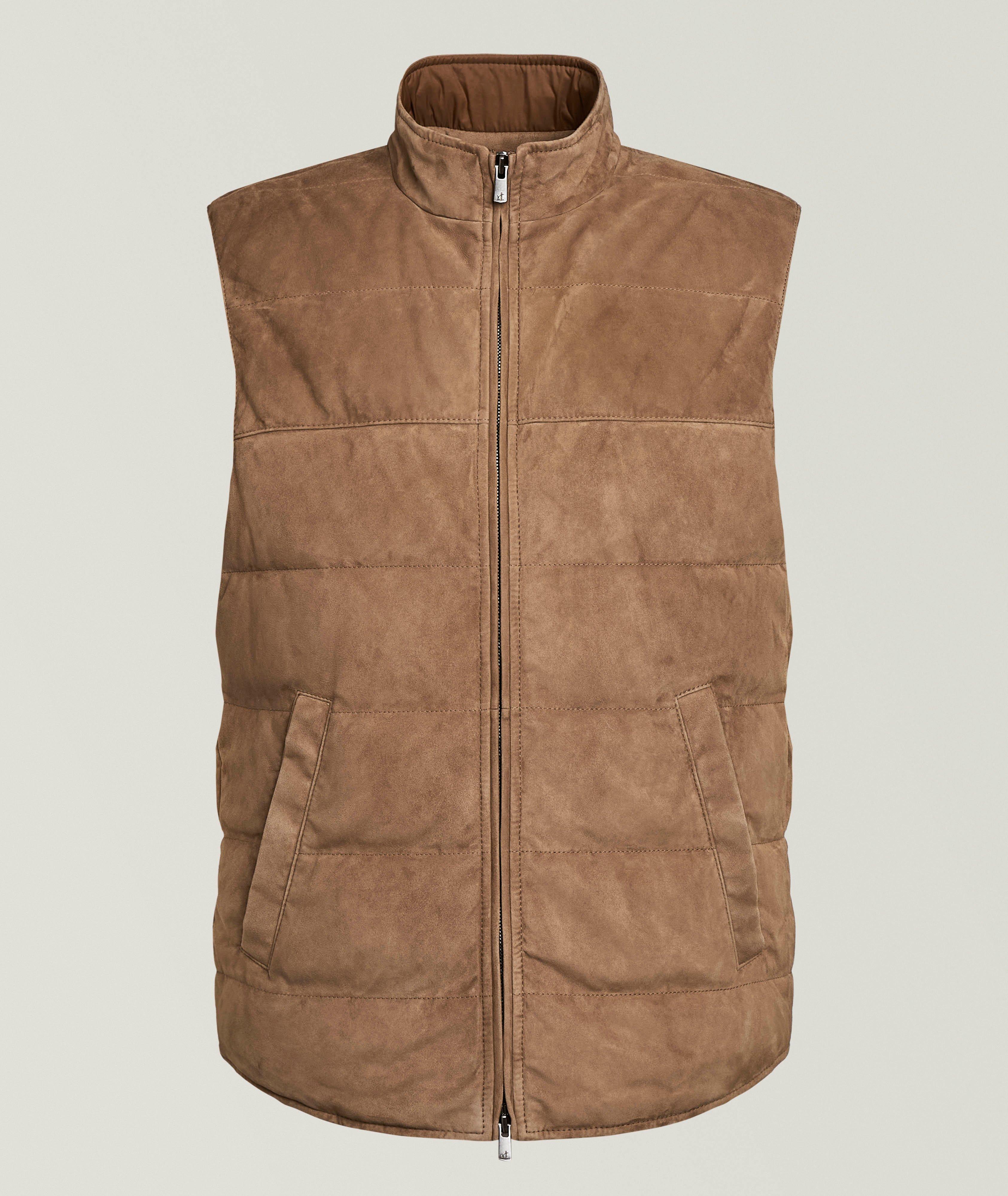 Patrick Assaraf PA BRWN CRML SUEDE ZIP VEST