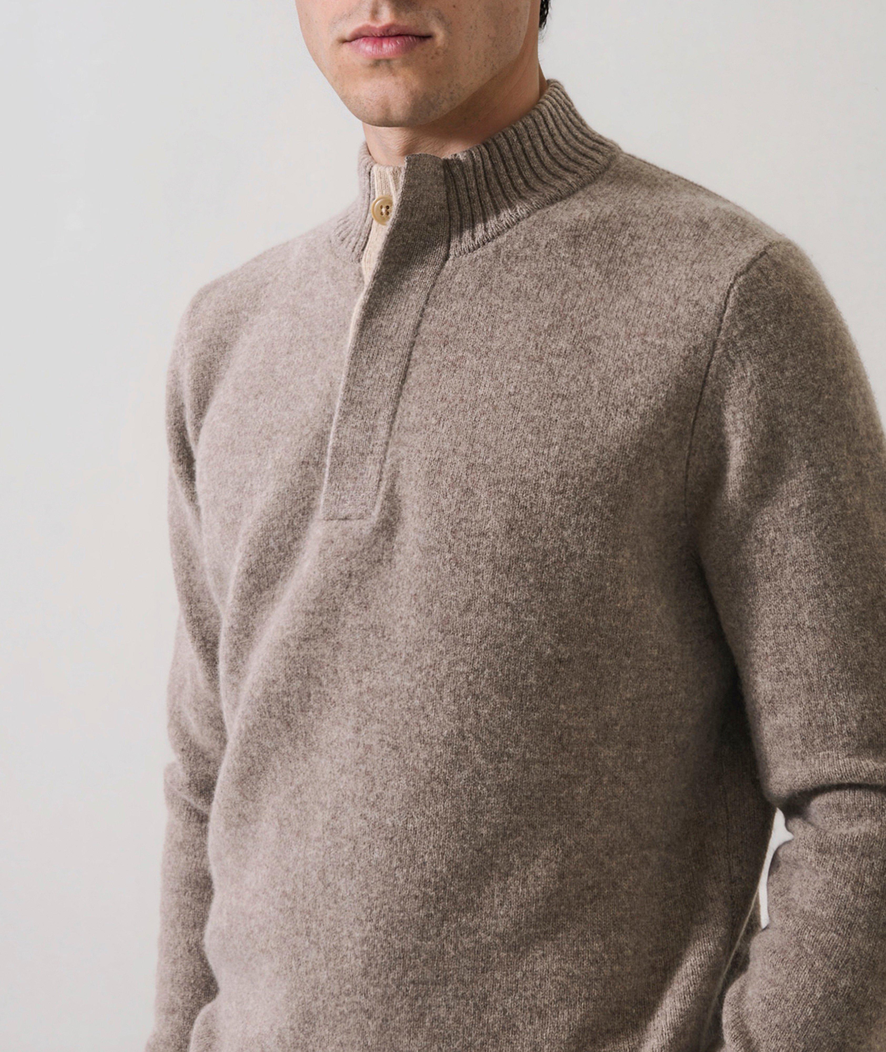 Superfine Lambswool Quarter-Button Sweater image 3