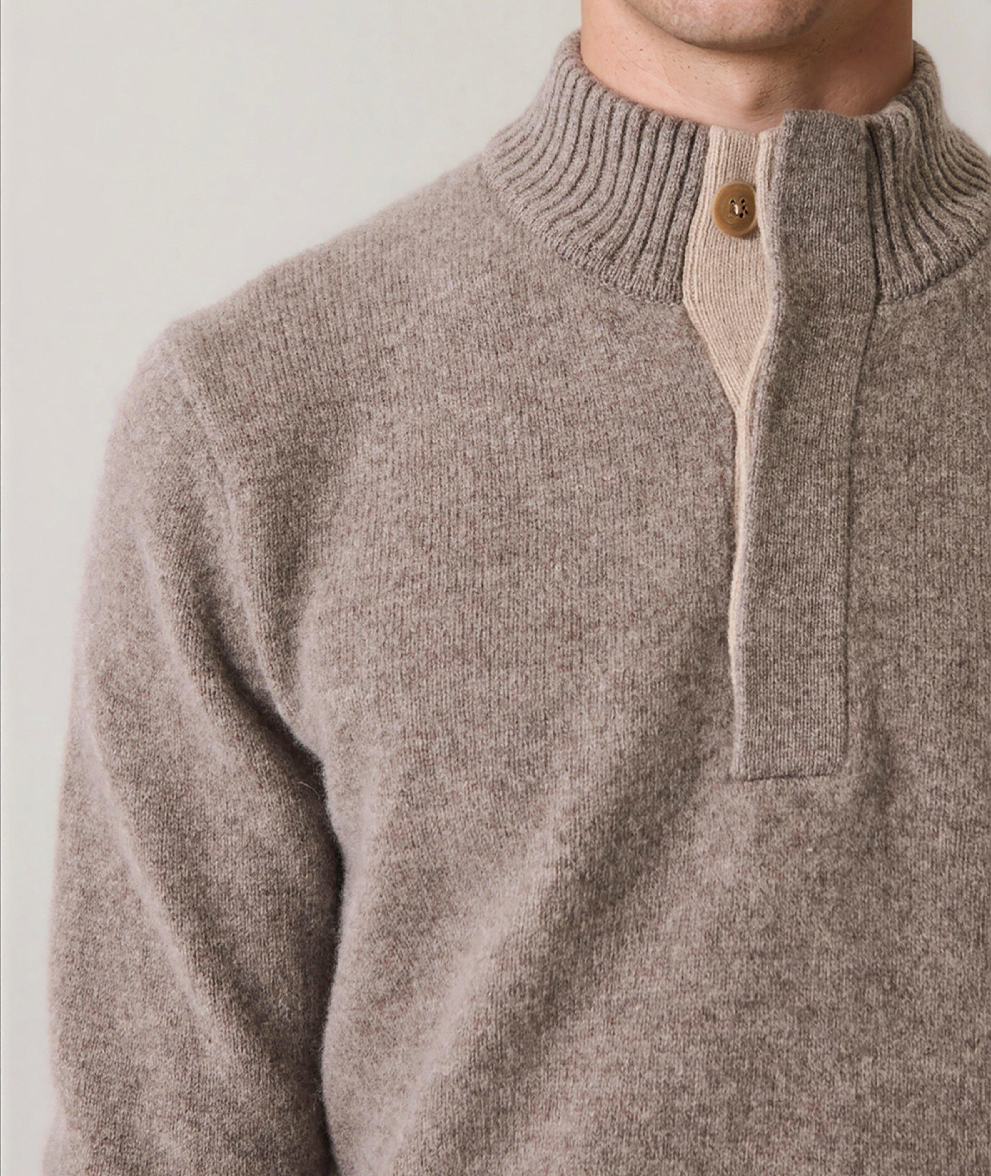 Superfine Lambswool Quarter-Button Sweater image 4