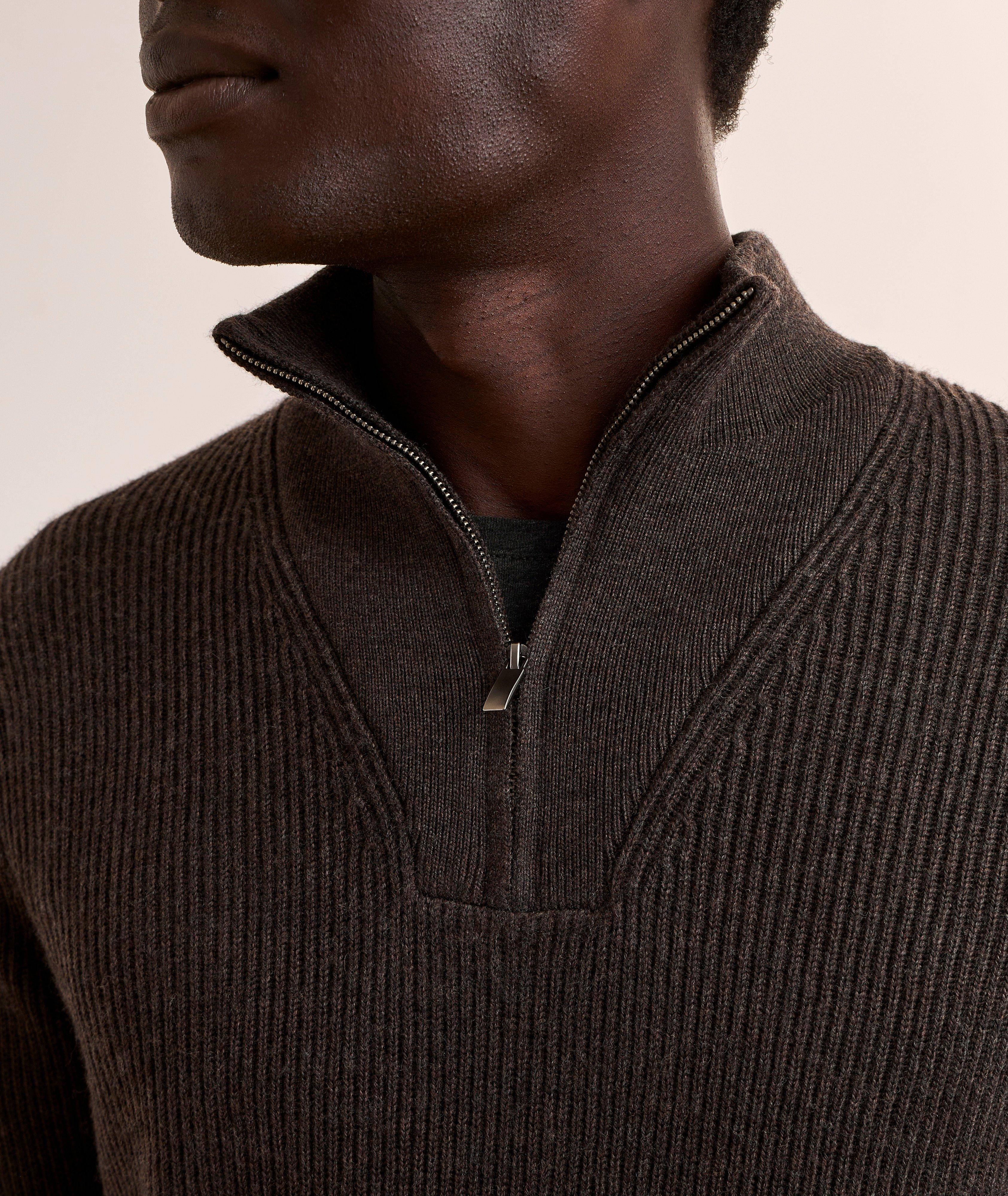 Pull quart-zippée laine mérinos côtelée image 3
