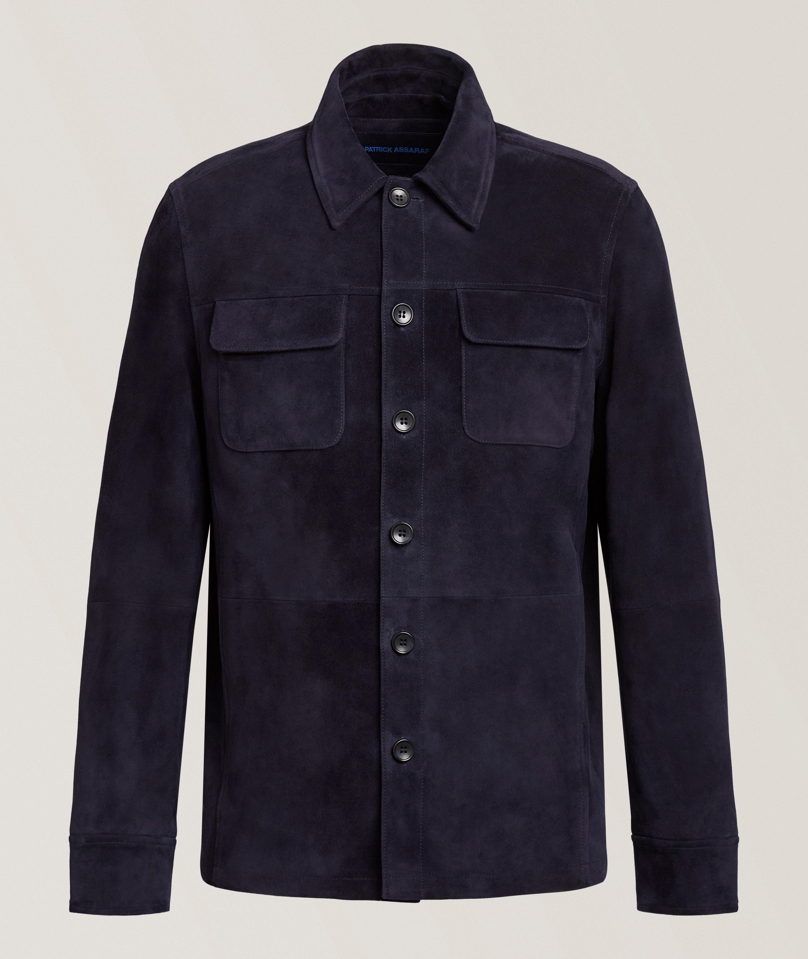 Patrick Assaraf Suede Button-Front Shirt Jacket