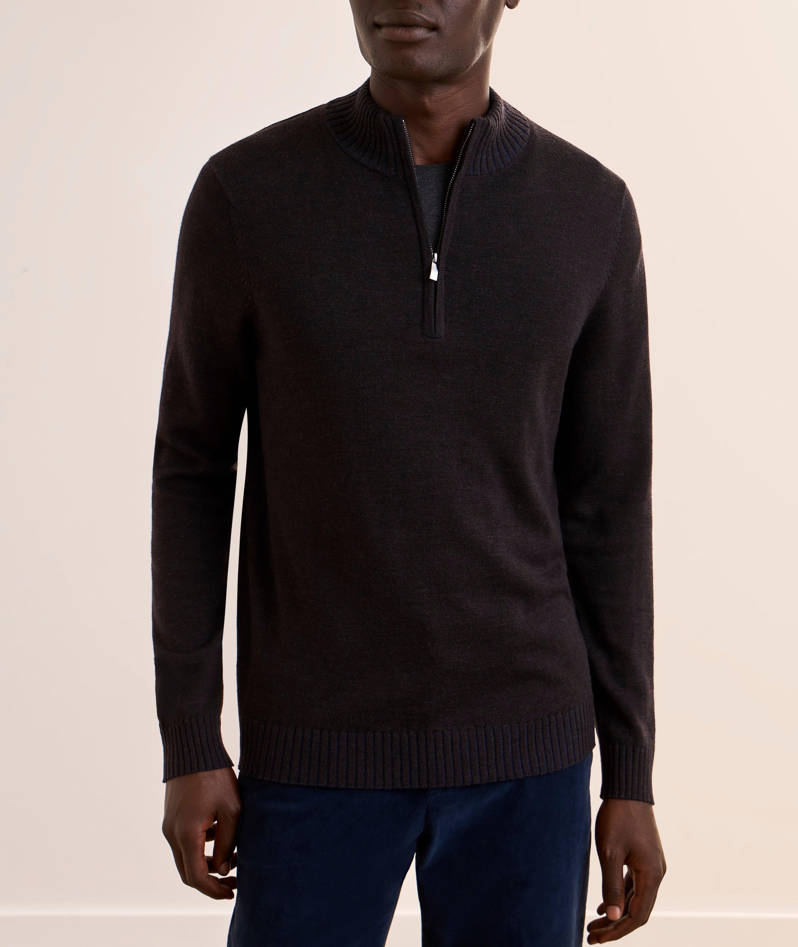 Pull quart-zippée laine mérinos extrafine image 1