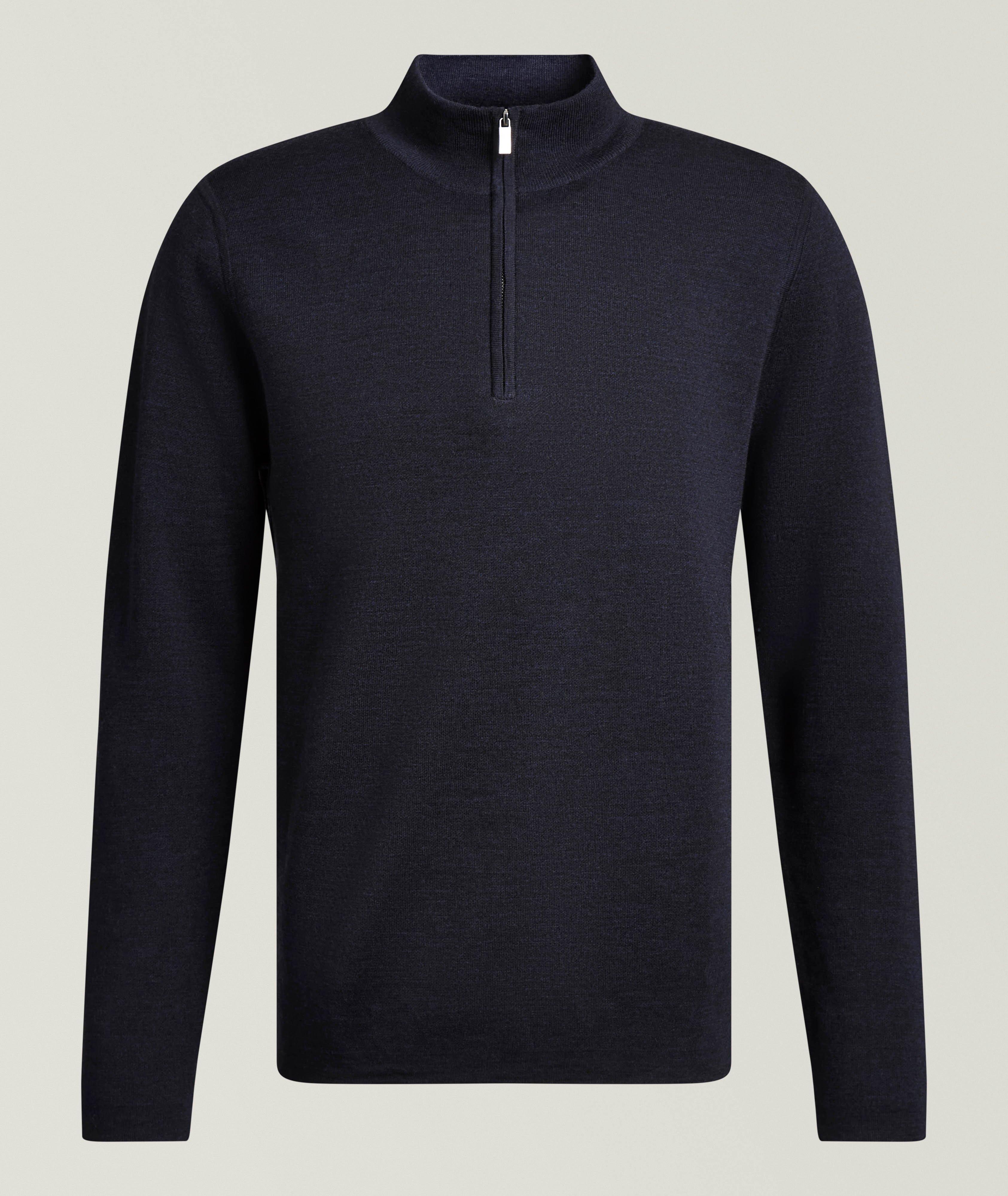 Patrick Assaraf Double Face Quarter-Zip Sweater