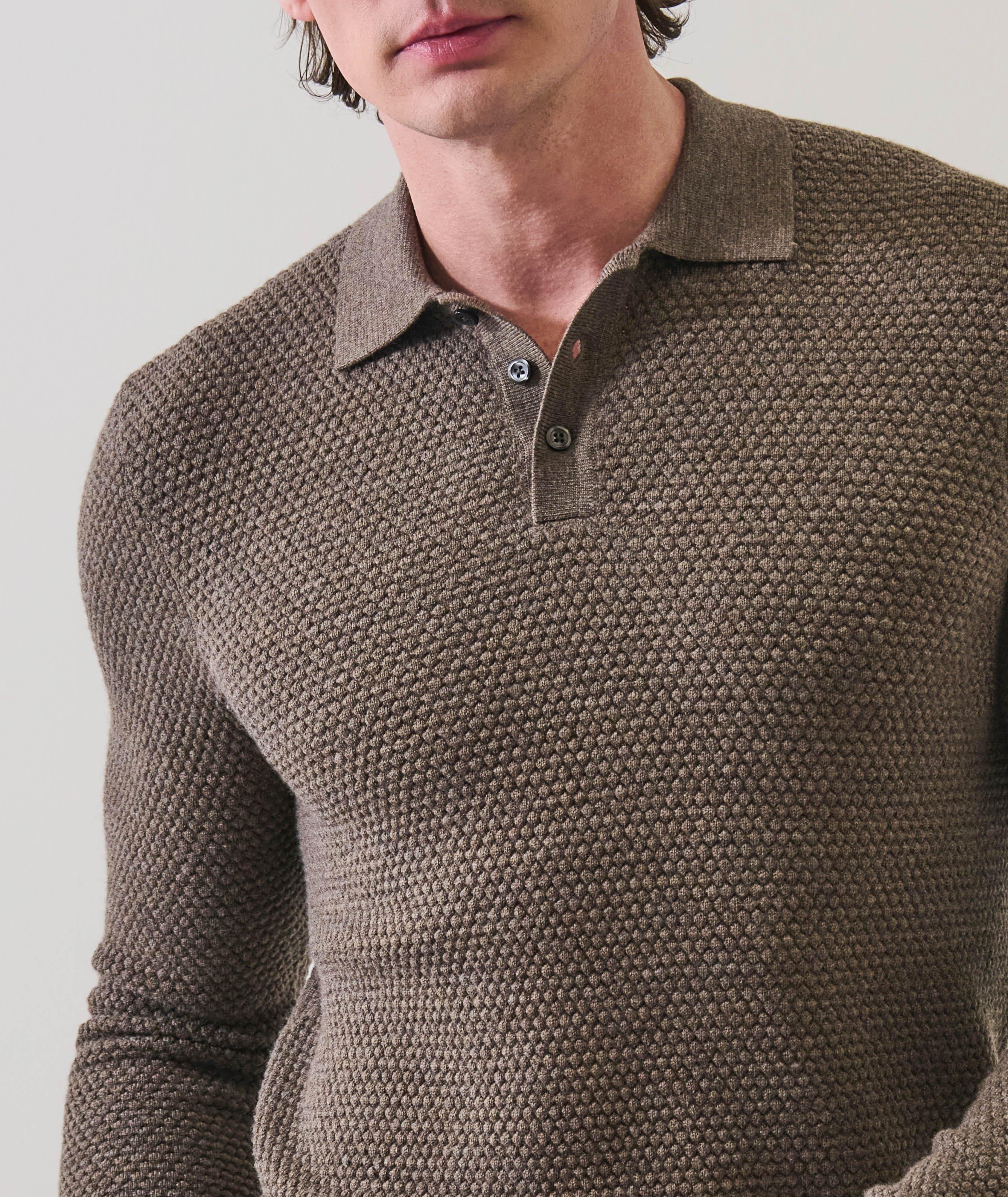 Extrafine Merino Wool Bubble Stitch Polo image 2