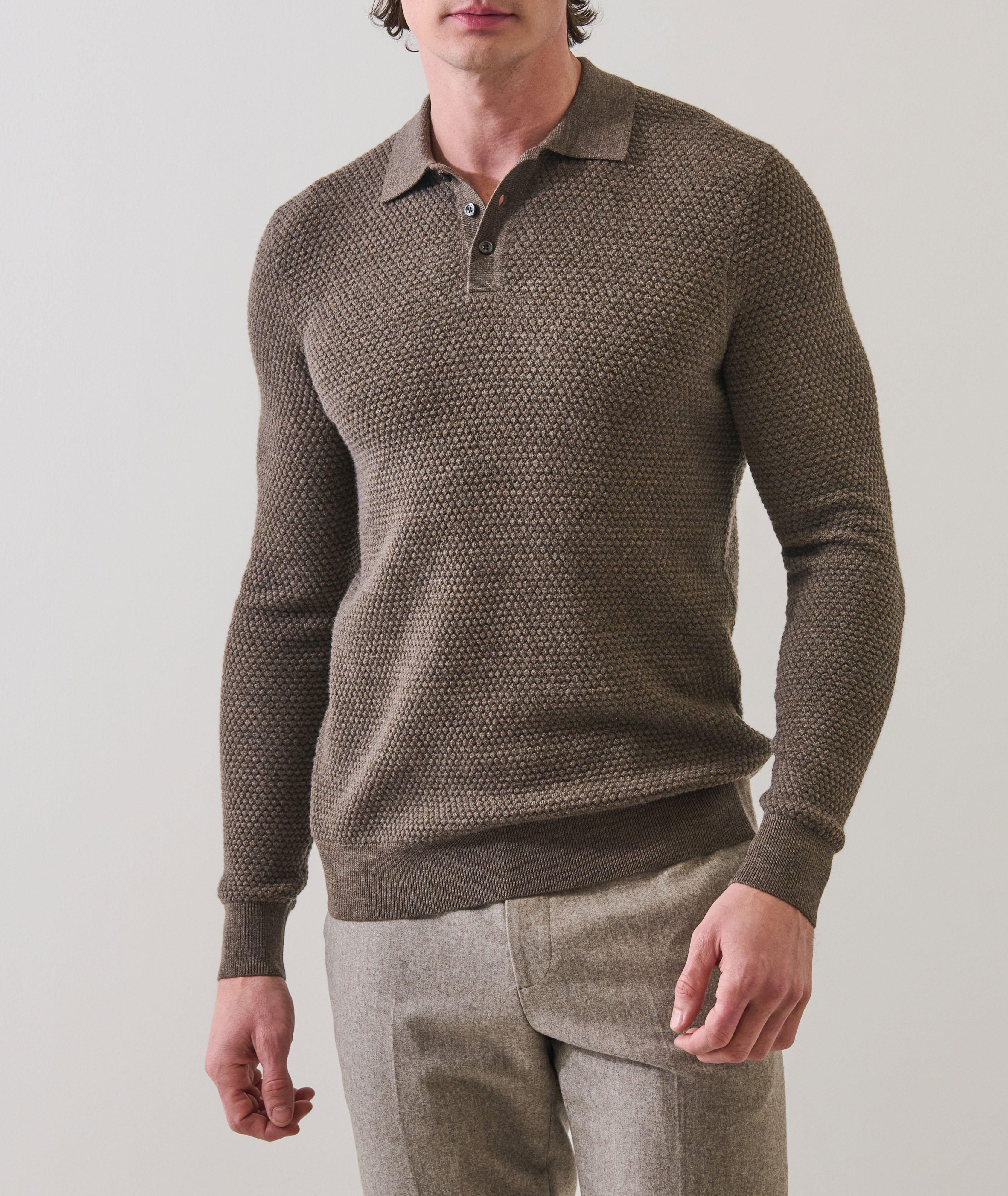 Extrafine Merino Wool Bubble Stitch Polo image 3