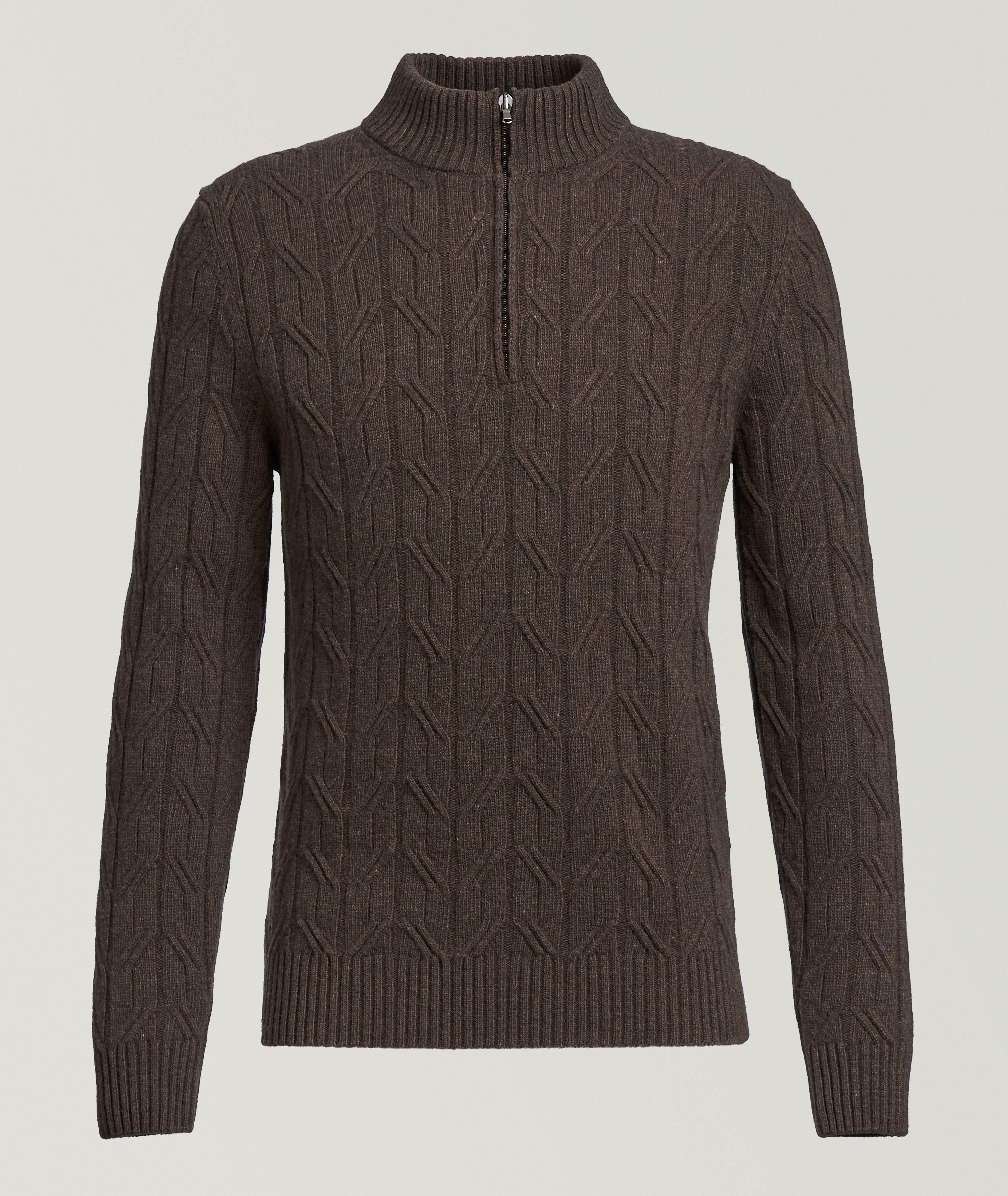 Pull quart-zippé tricot torsadé image 0