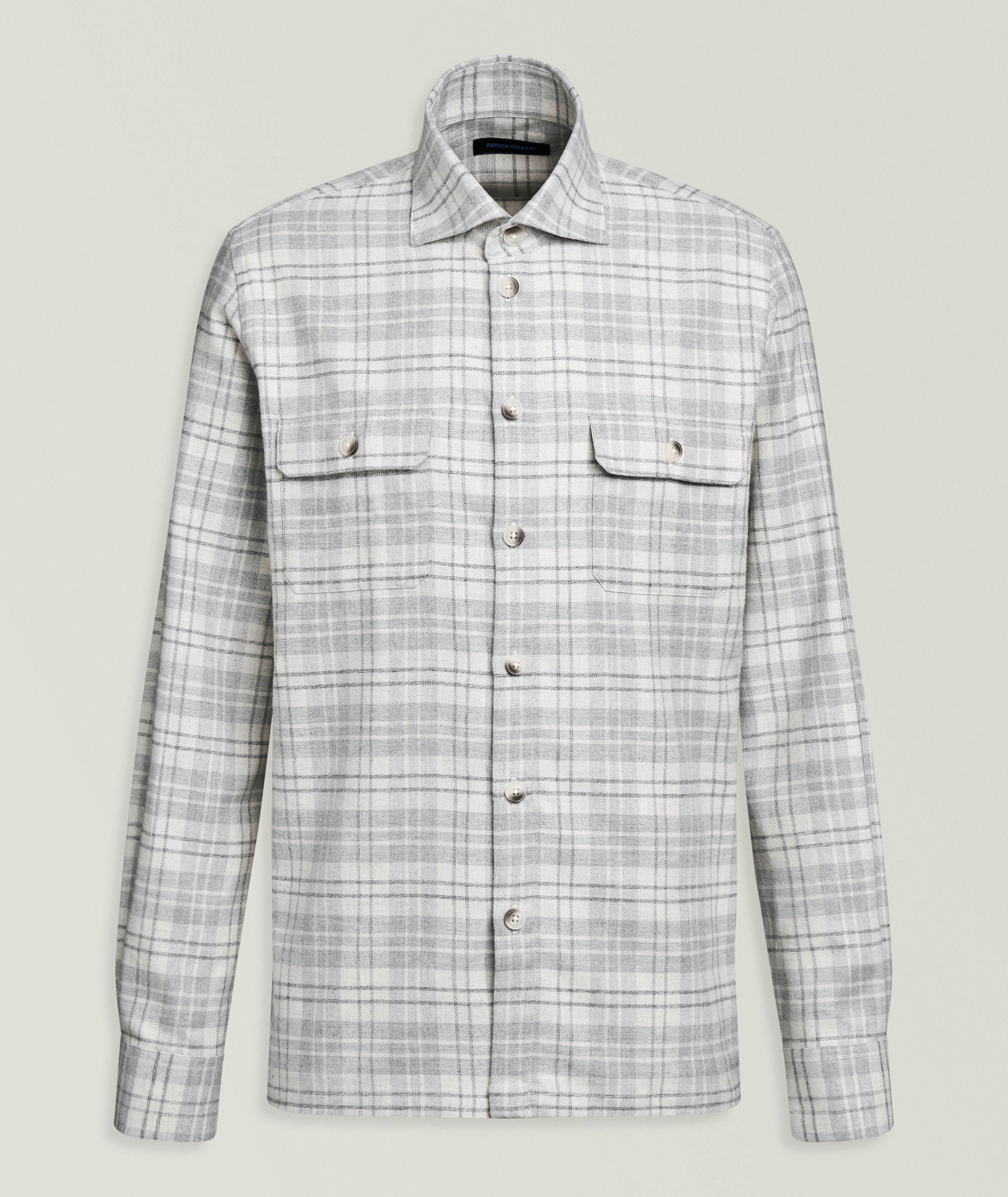 Patrick Assaraf Plaid Cotton Flannel Shirt