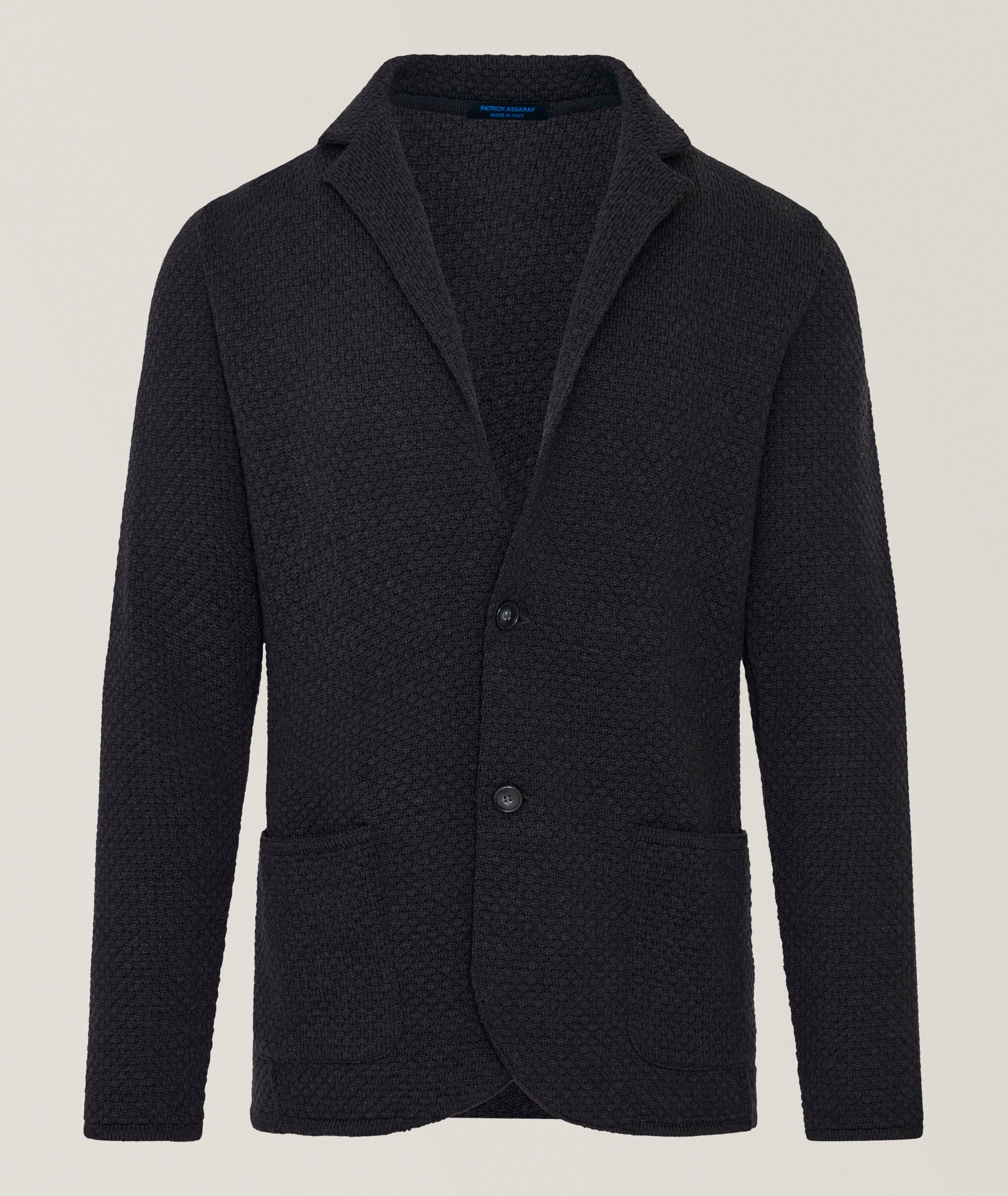 Patrick Assaraf PA GRY SLATE BUBBLE STICH MRNO 2B SWTR JKT