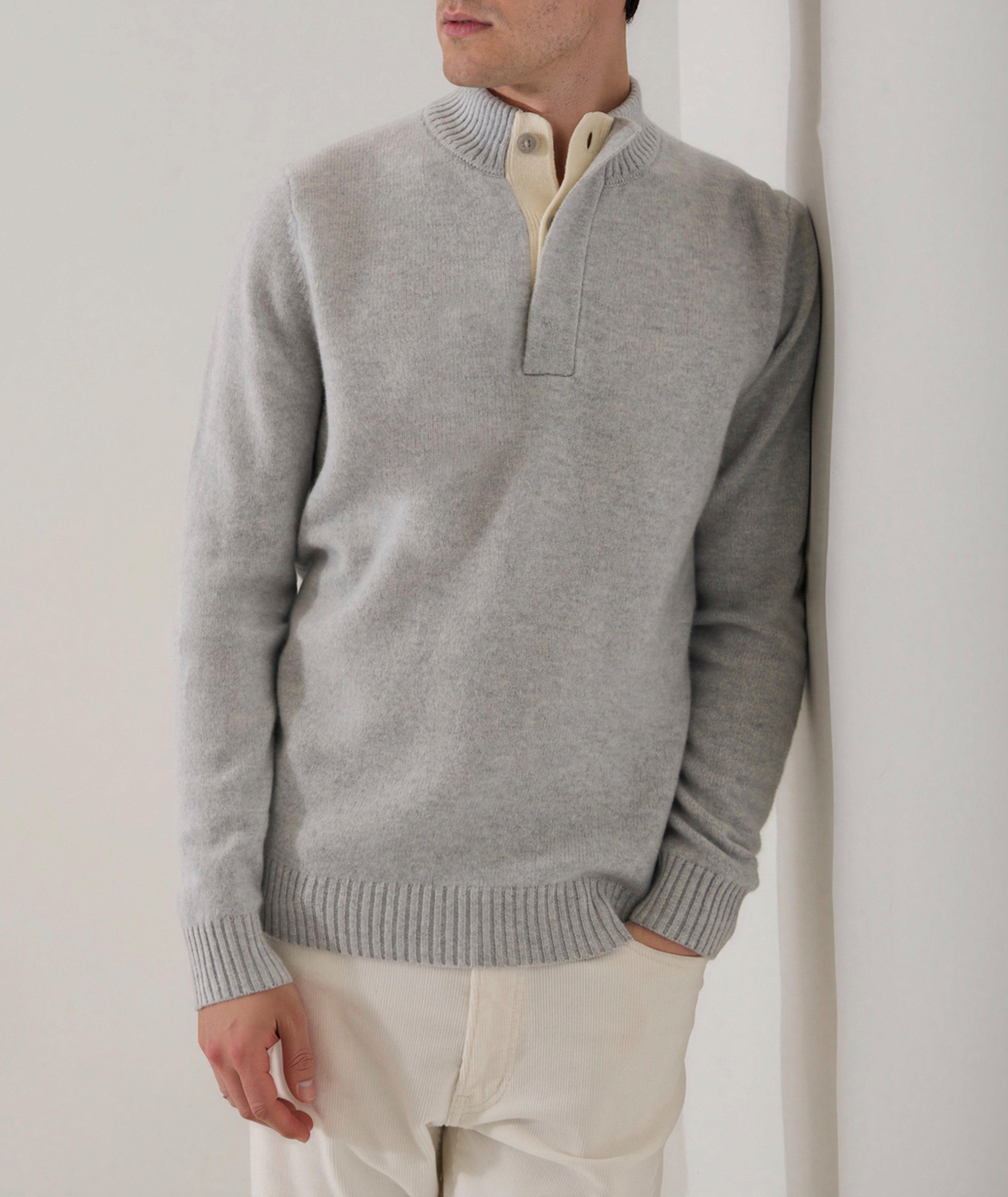 Superfine Lambswool Quarter-Button Sweater image 2