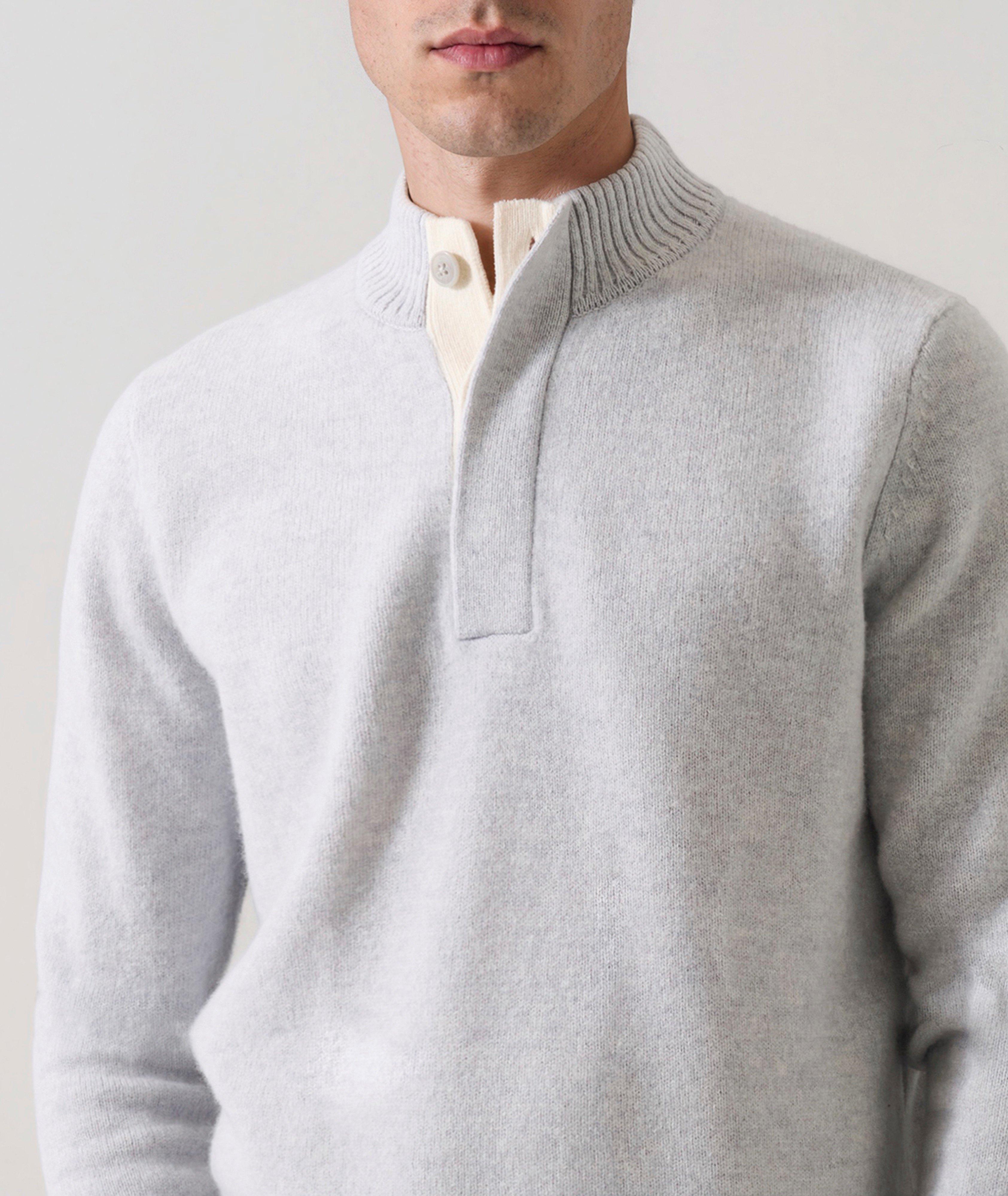 Superfine Lambswool Quarter-Button Sweater image 3
