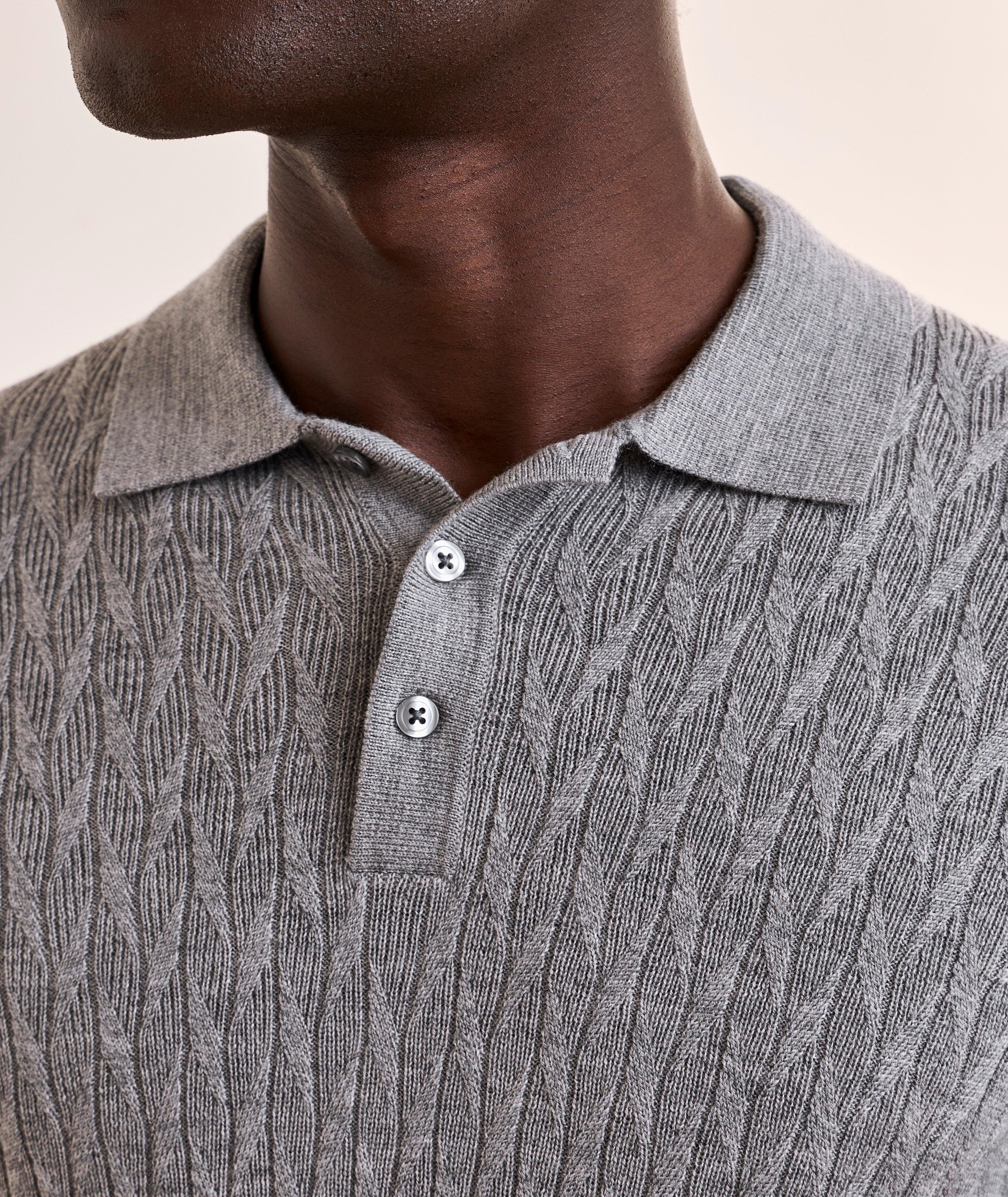 Polo laine mérinos tricot torsadé petite image 3
