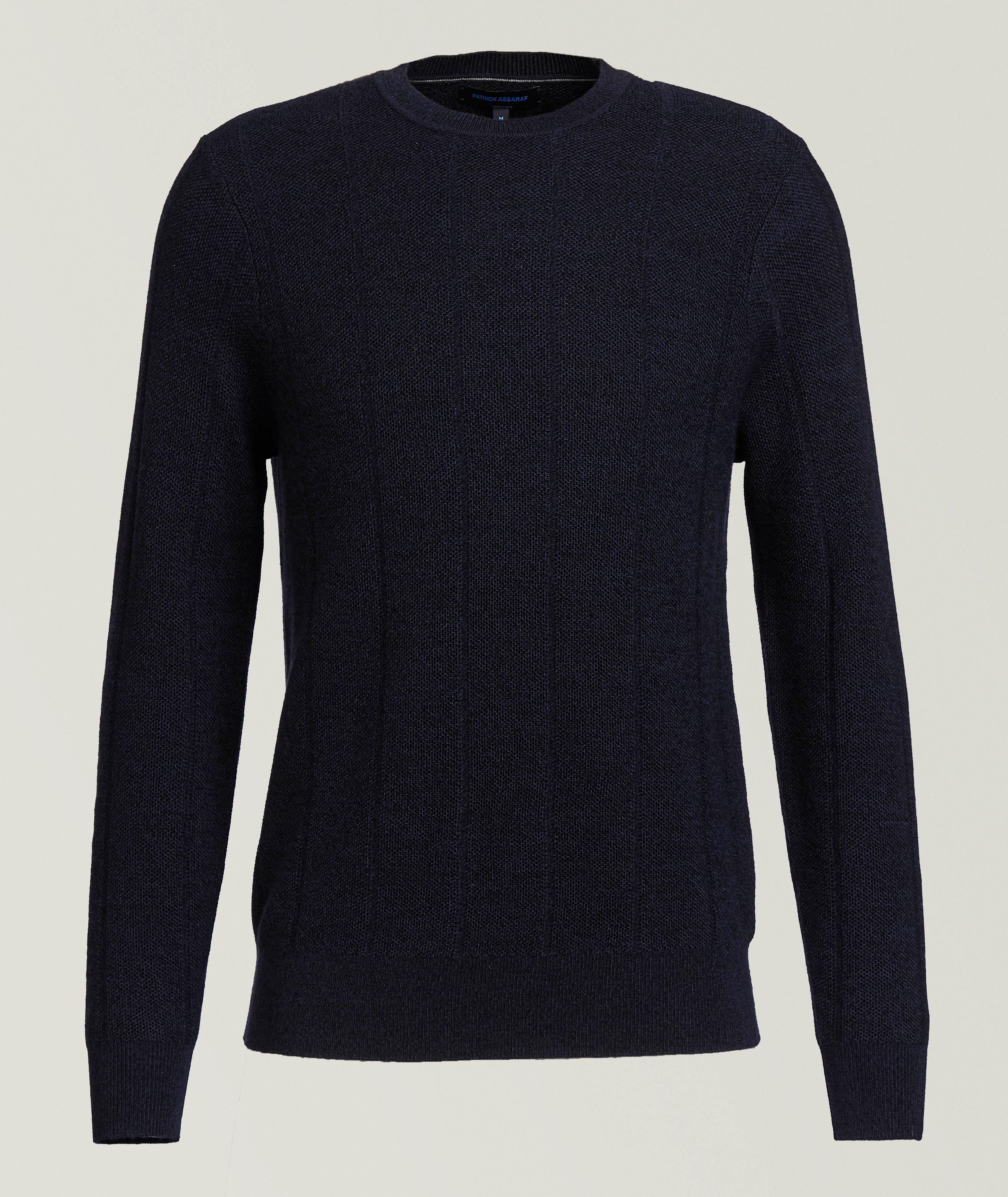Patrick Assaraf Mouliné Extrafine Drop Needle Crewneck Sweater