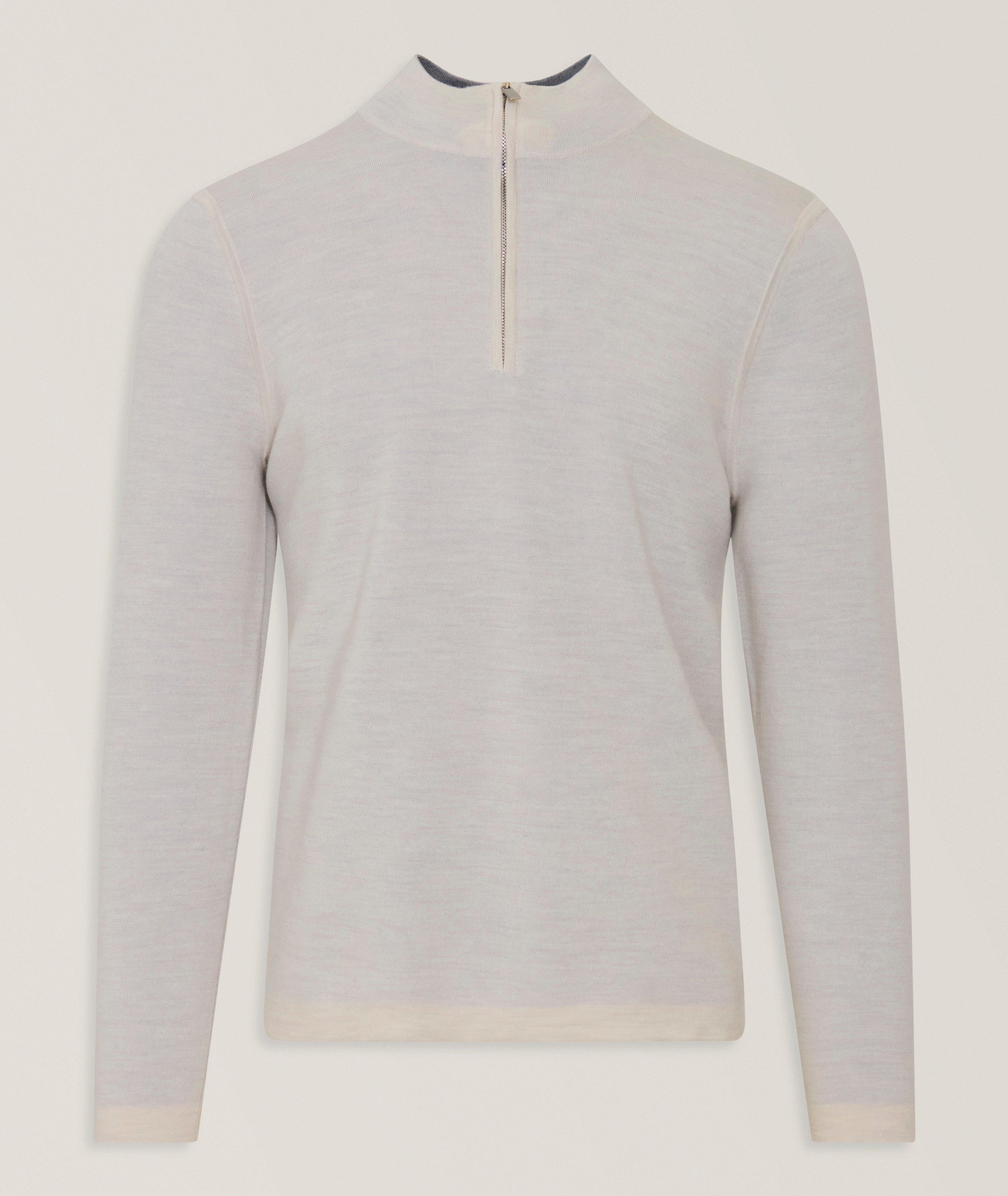Patrick Assaraf Double Face Quarter-Zip Sweater
