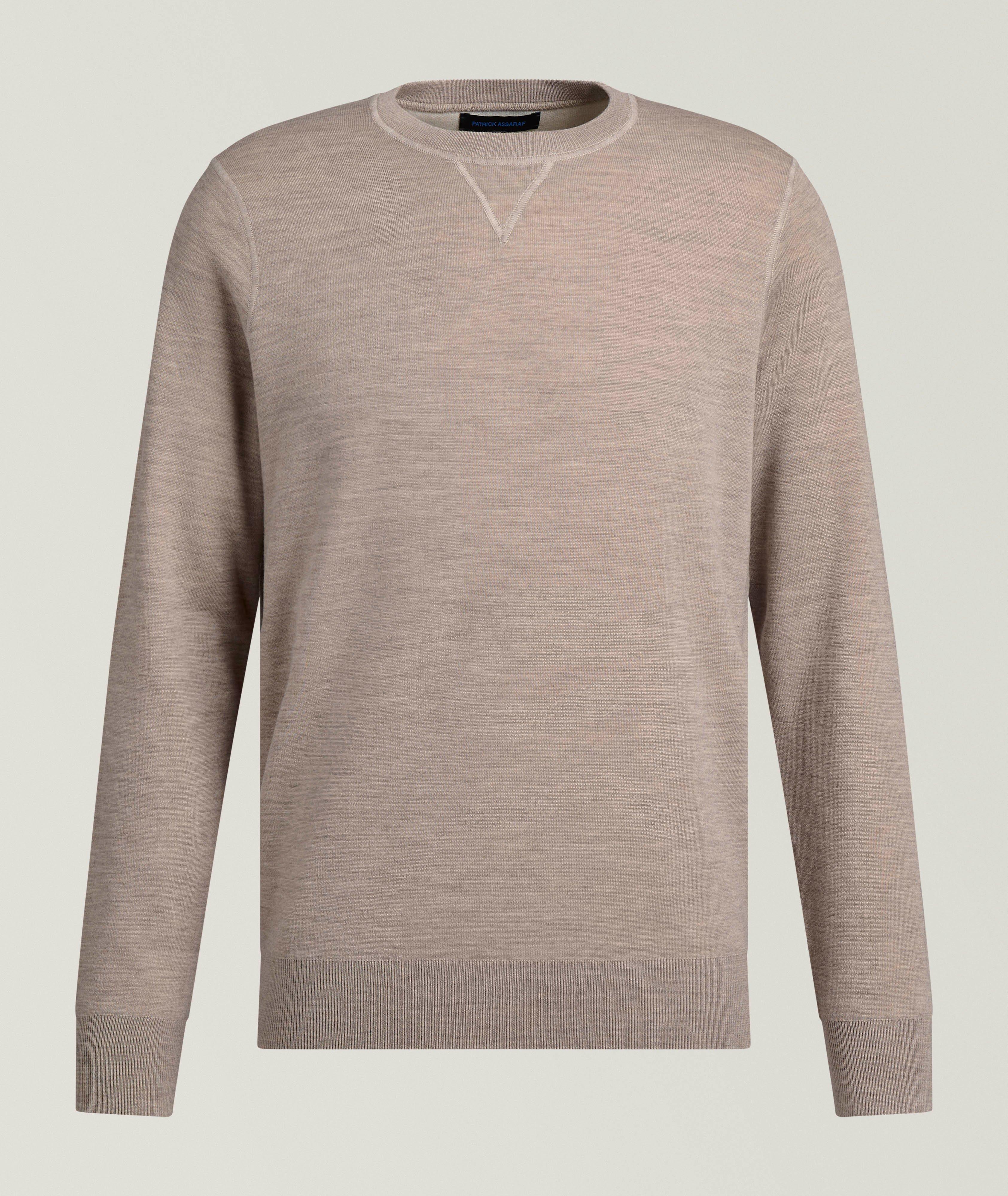 Patrick Assaraf Mélange V-Insert Double-Face Crewneck Sweatshirt