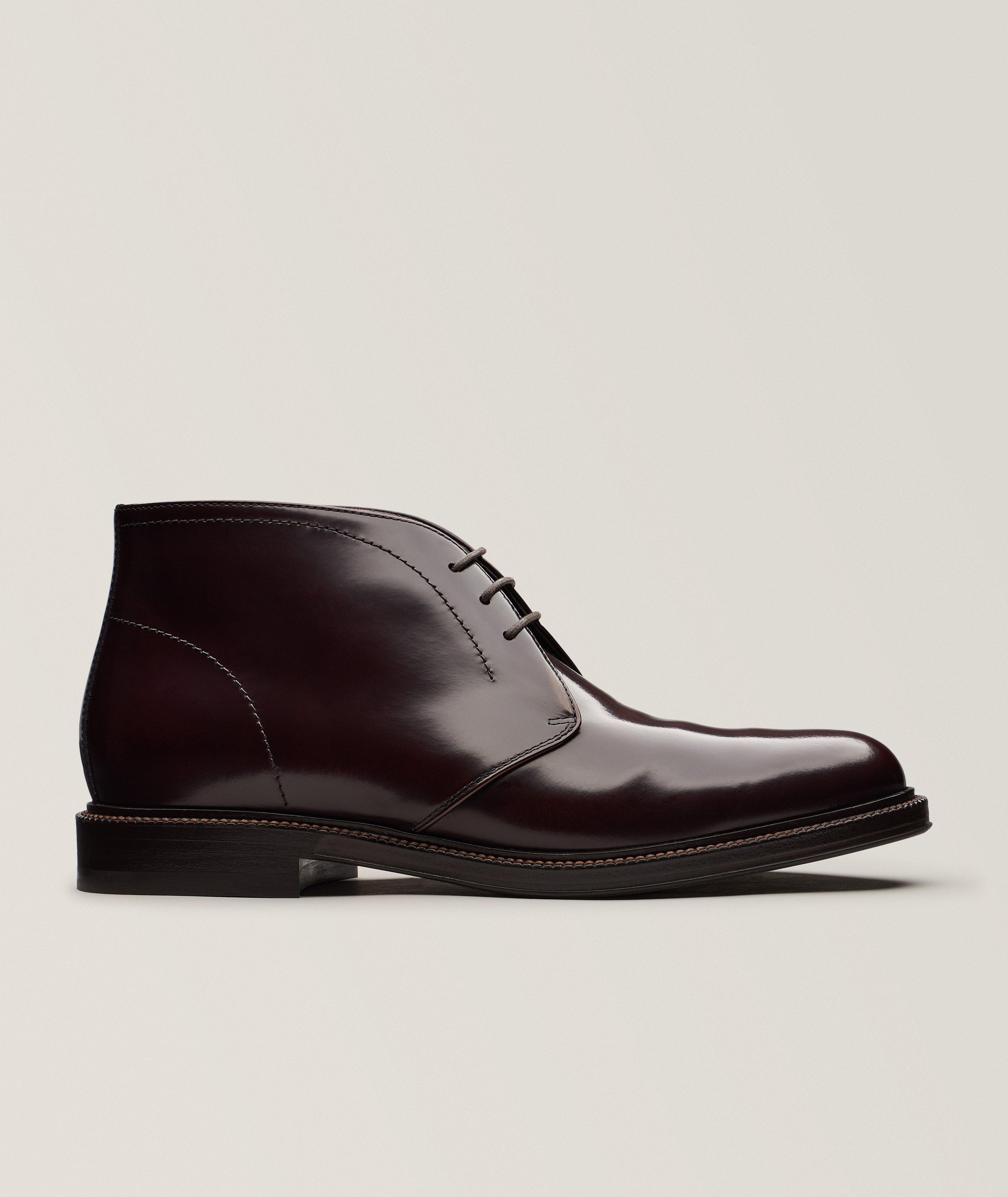 Brunello Cucinelli Polished Calfskin Desert Boots 