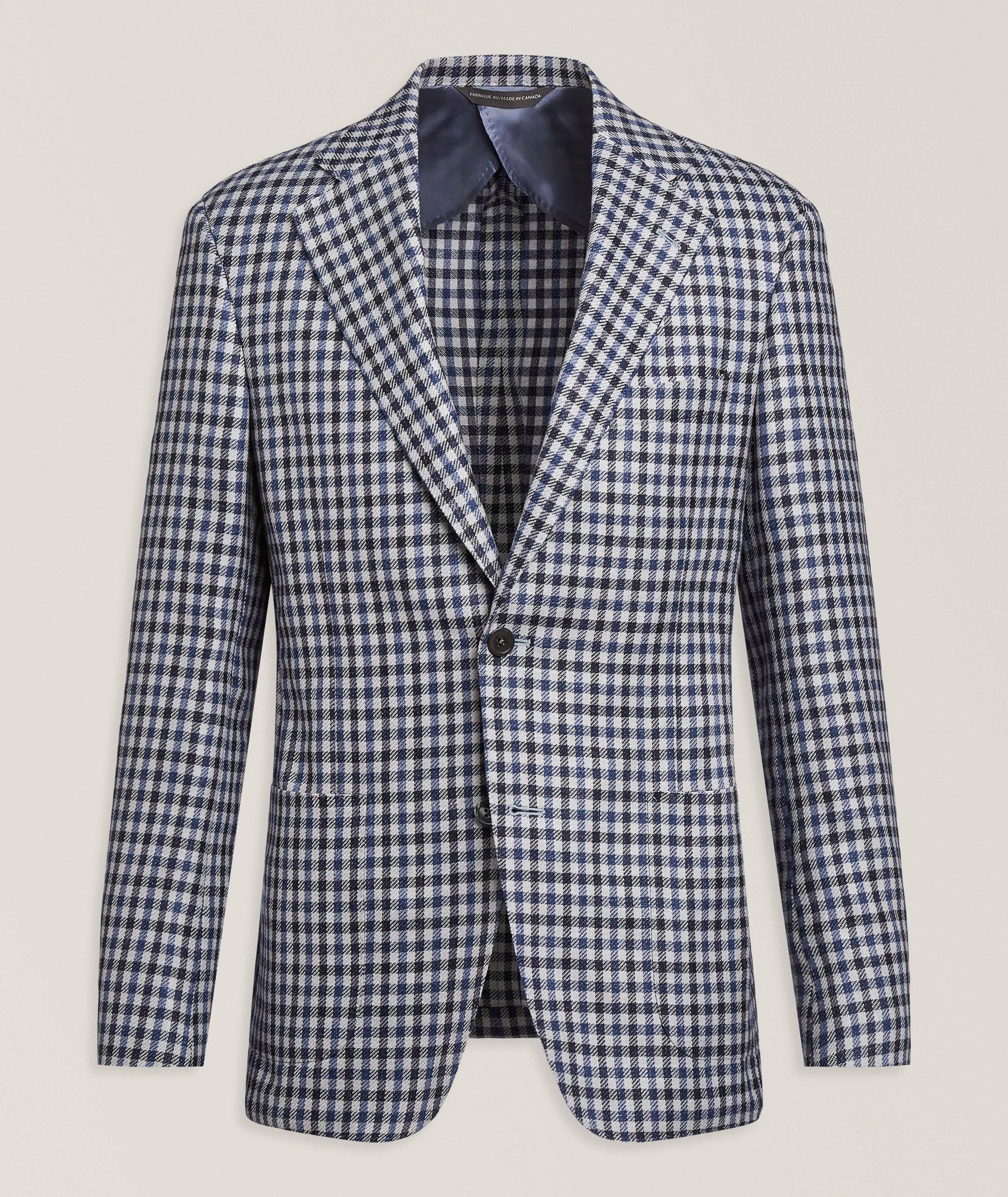 Samuelsohn Supersoft Gingham Wool-Blend Sport Jacket