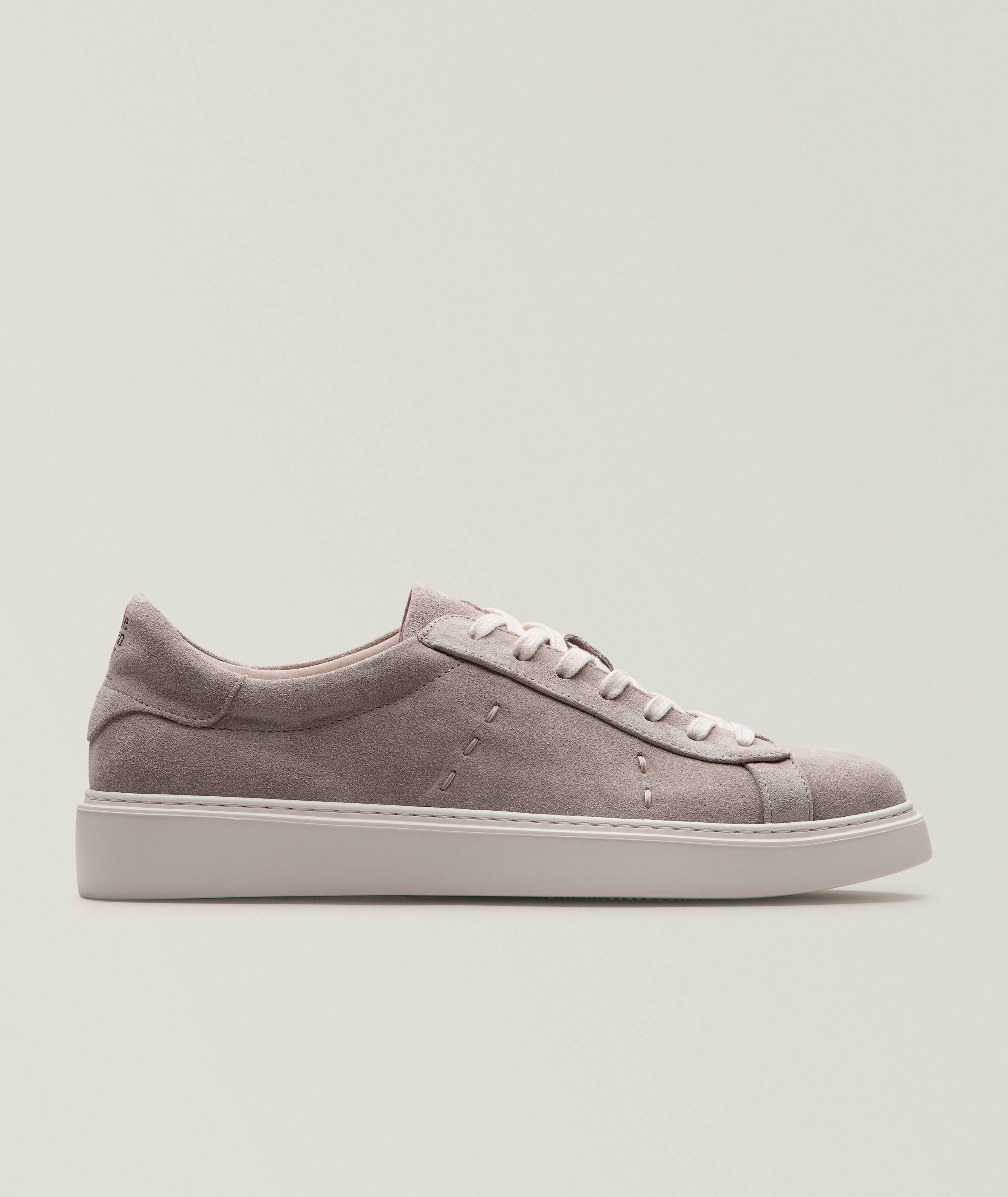 Eleventy Pick-Stitch Suede Sneakers