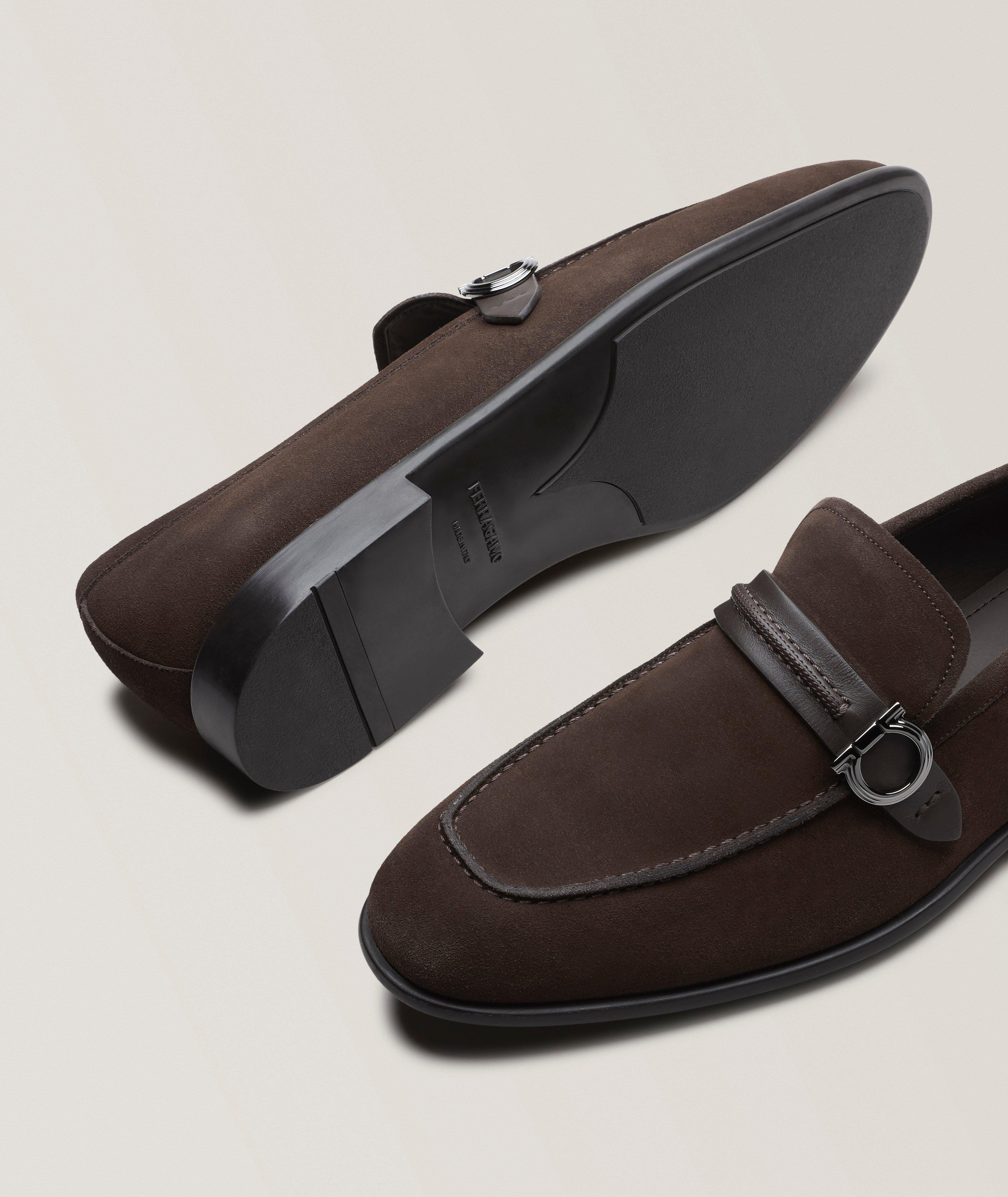 Ferragamo Terence Gancini Suede Loafers | Dress Shoes | Harry Rosen