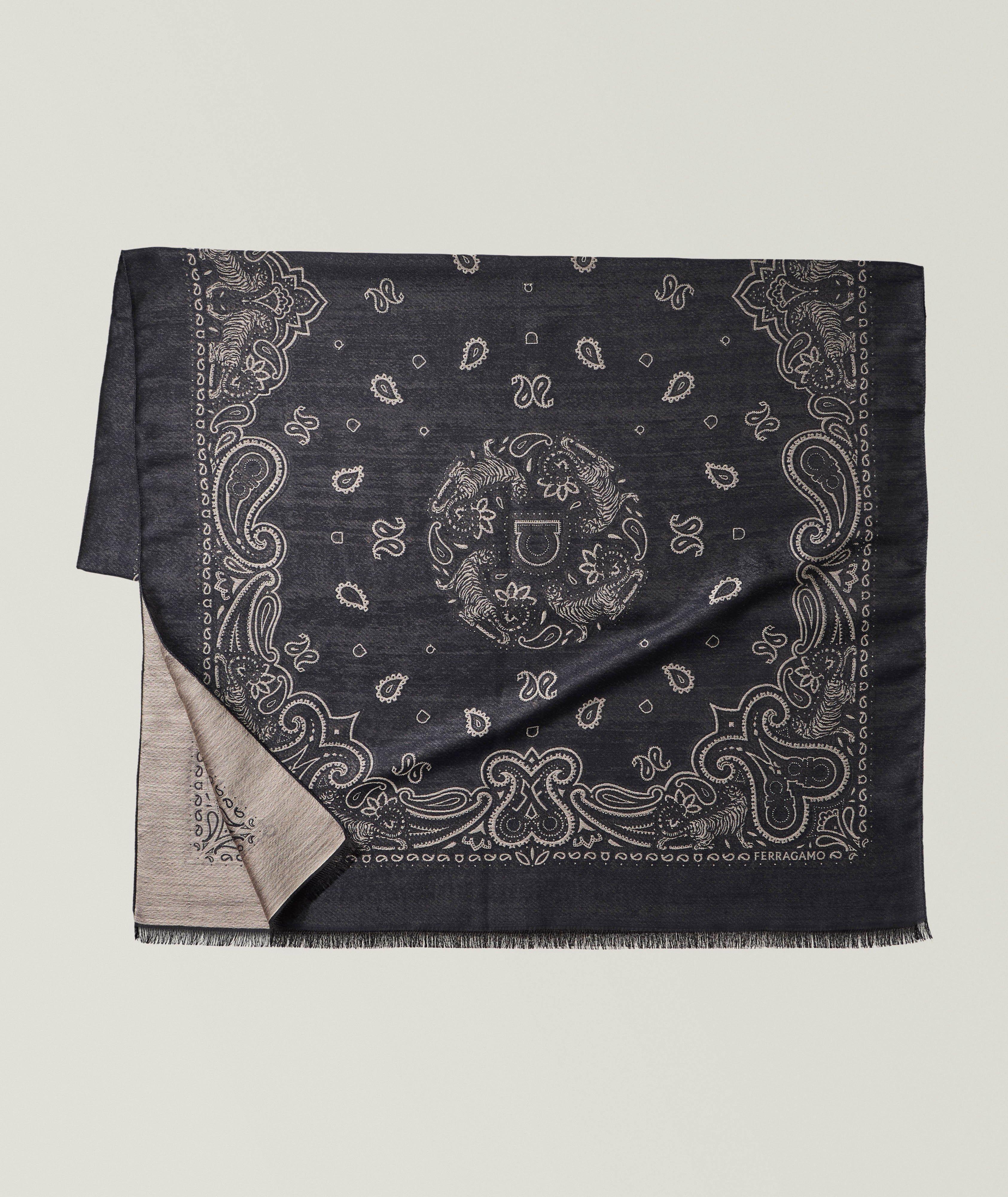 Arabesque Paisley Wool-Silk-Cashmere Scarf image 0