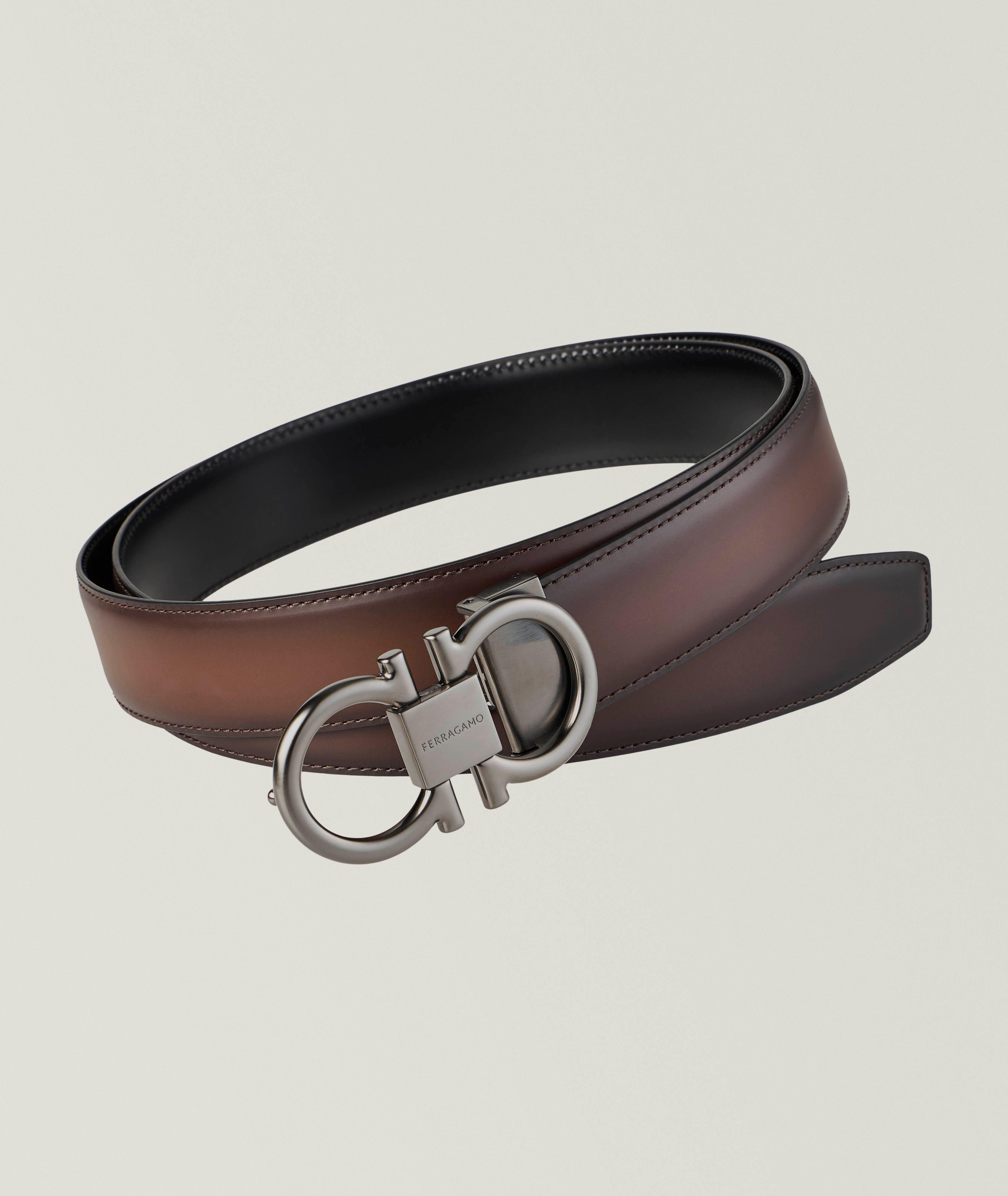 Ceinture en cuir double Gancini réversible & ajustable image 0