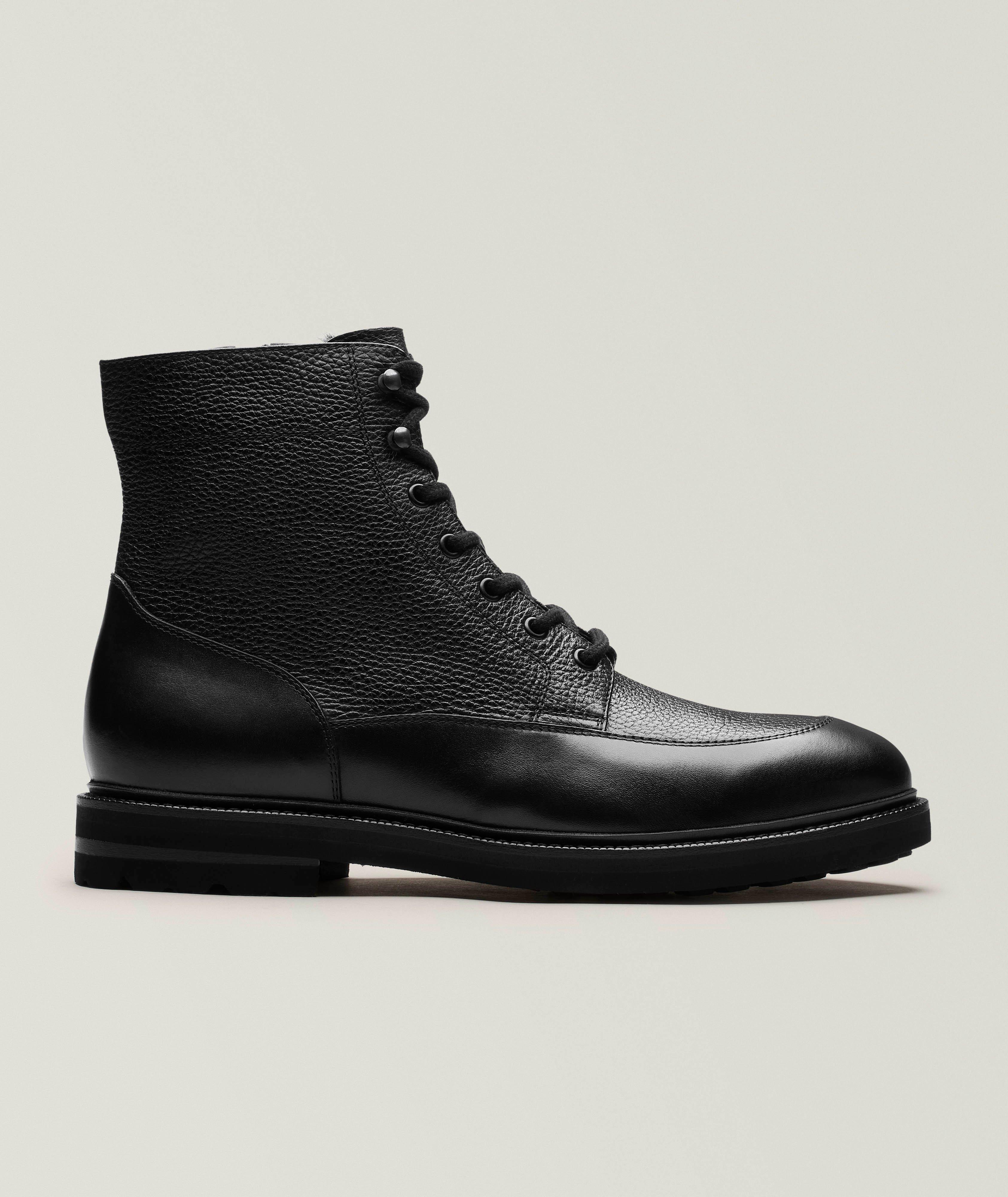 Bottes lacées en cuir & peau lainée  image 0
