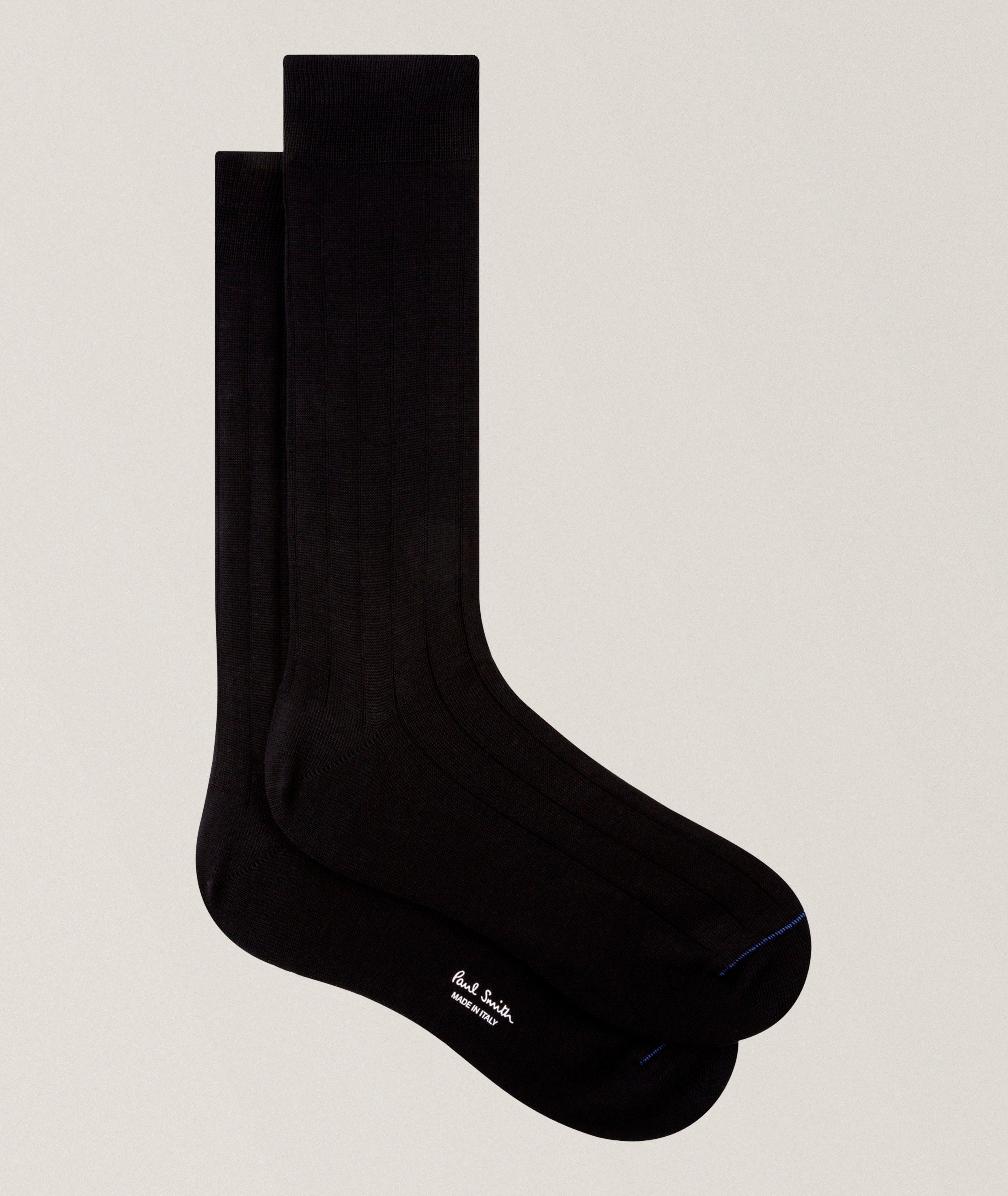 Paul Smith Ribbed Plain Stretch-Cotton Socks