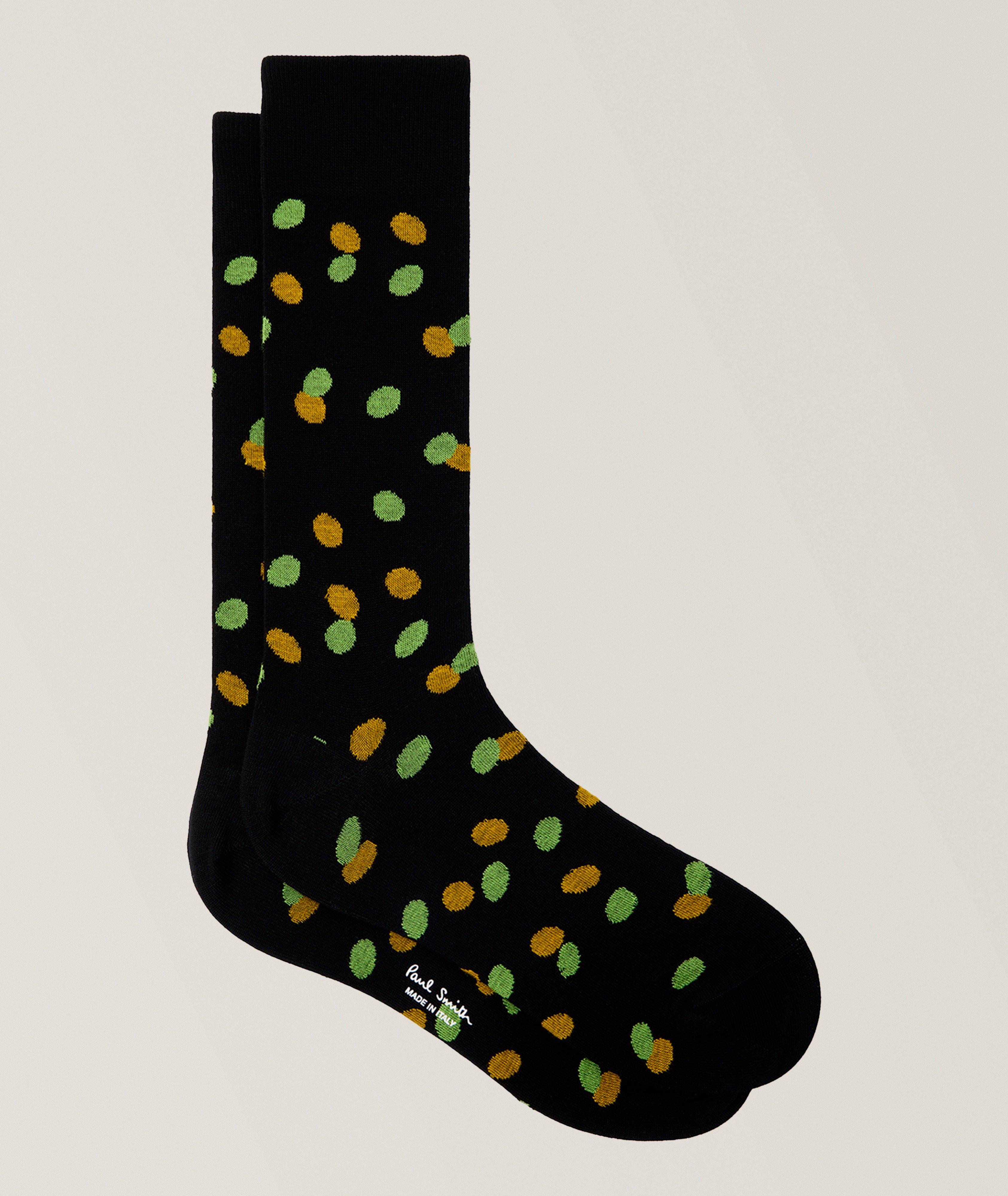Paul Smith Shadow Polka Spot Stretch-Cotton Socks