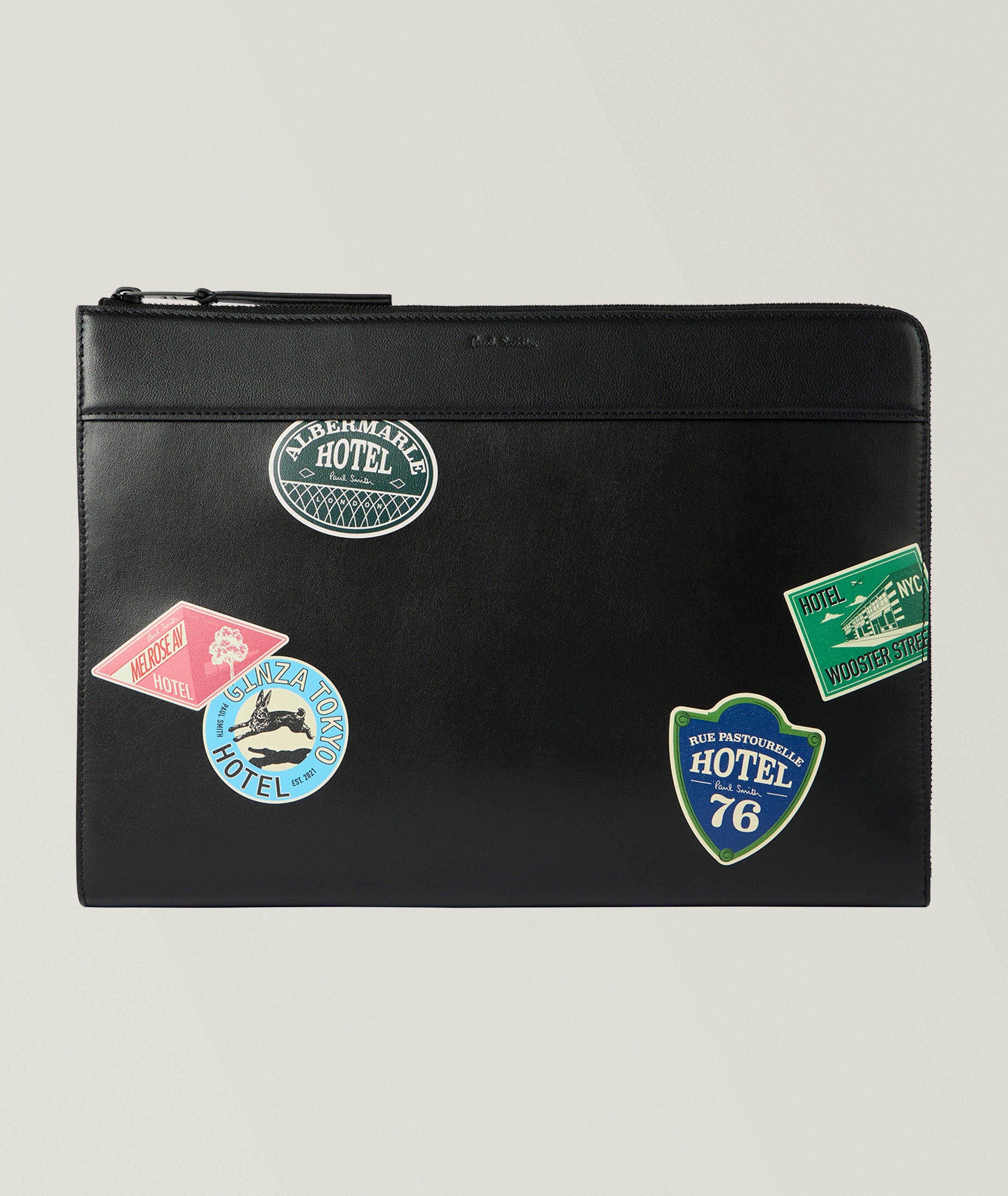 Paul Smith Hotel Stickers Leather Document Case