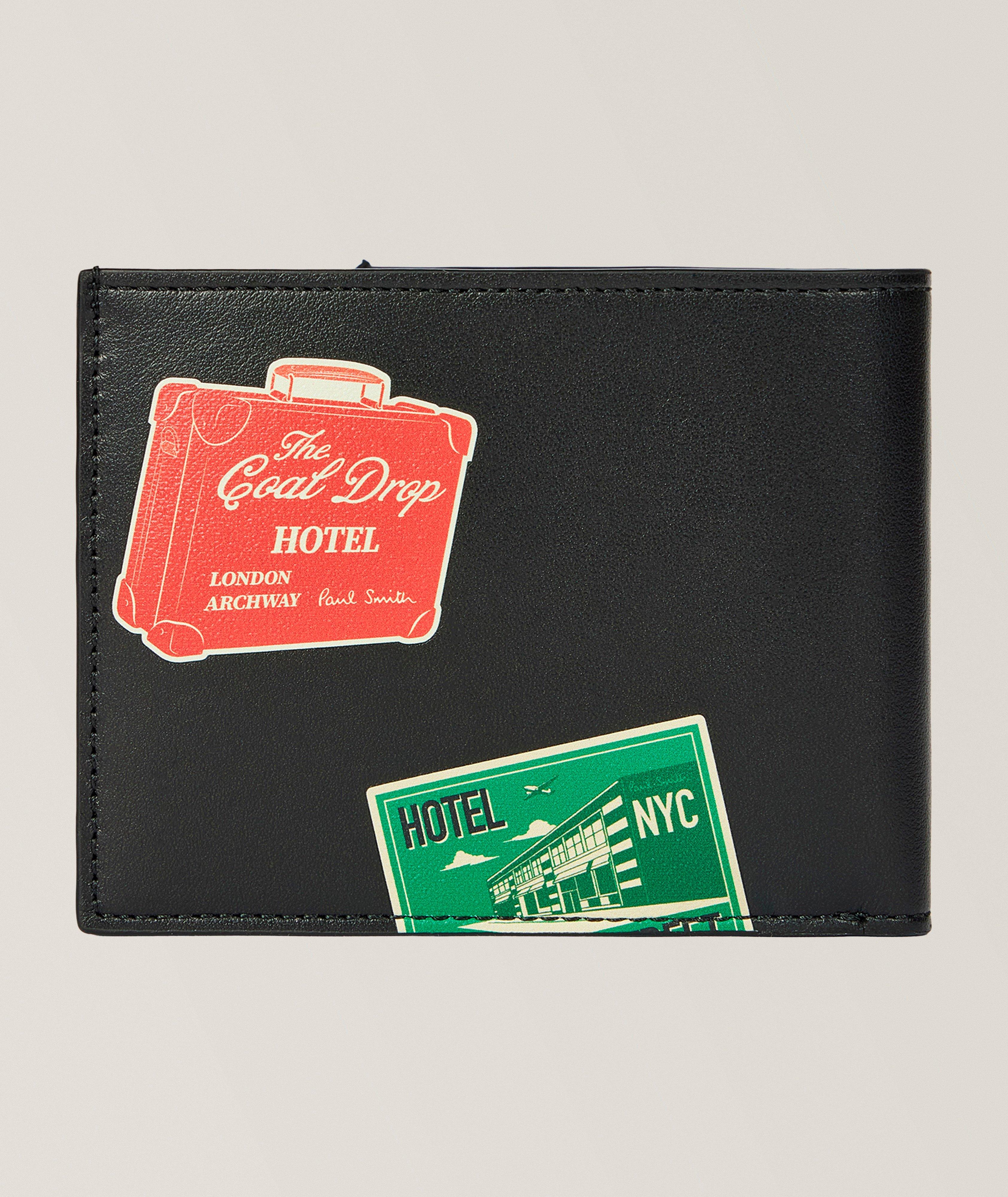 Hotel Stickers Leather Bifold Wallet image 1