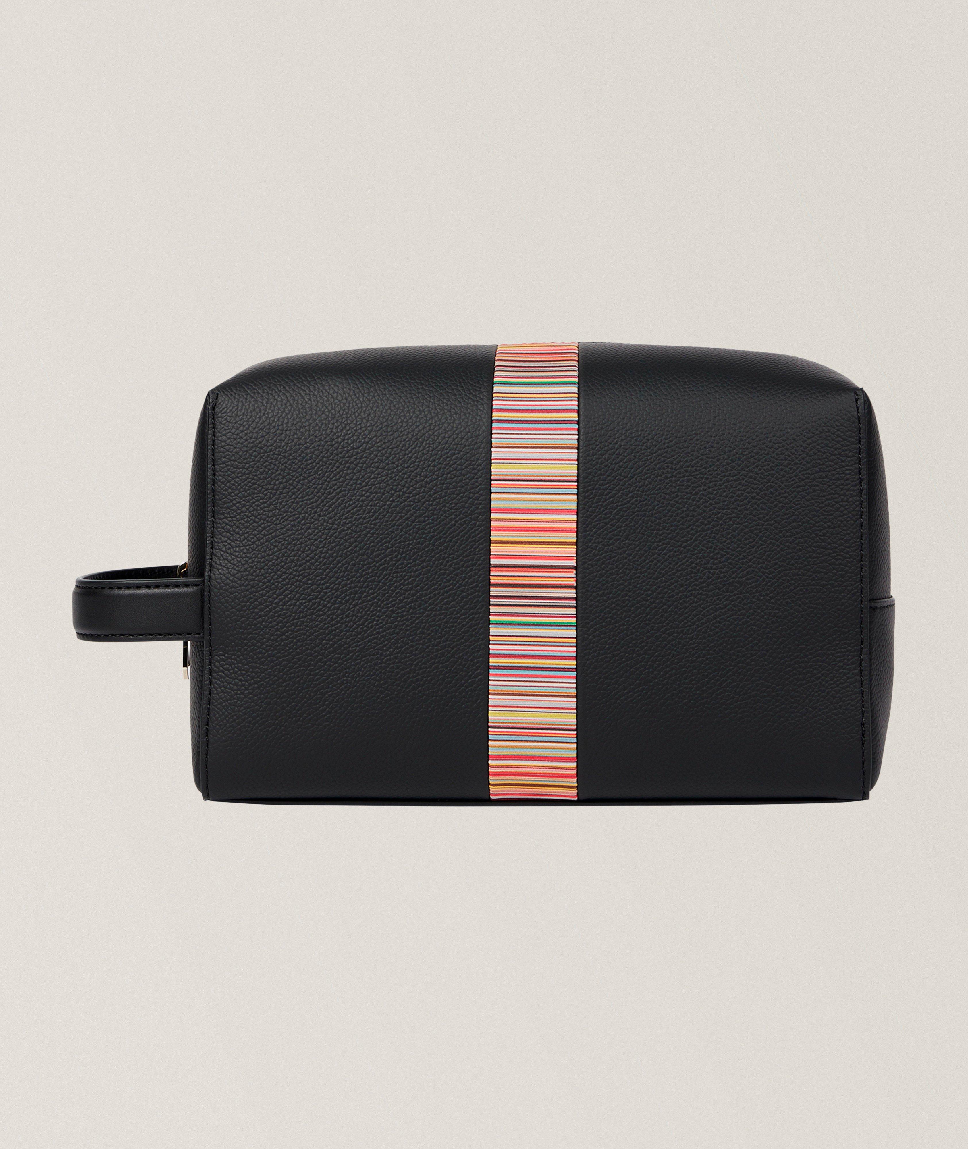 Paul Smith Leather Signature Stripe-Trim Wash Bag