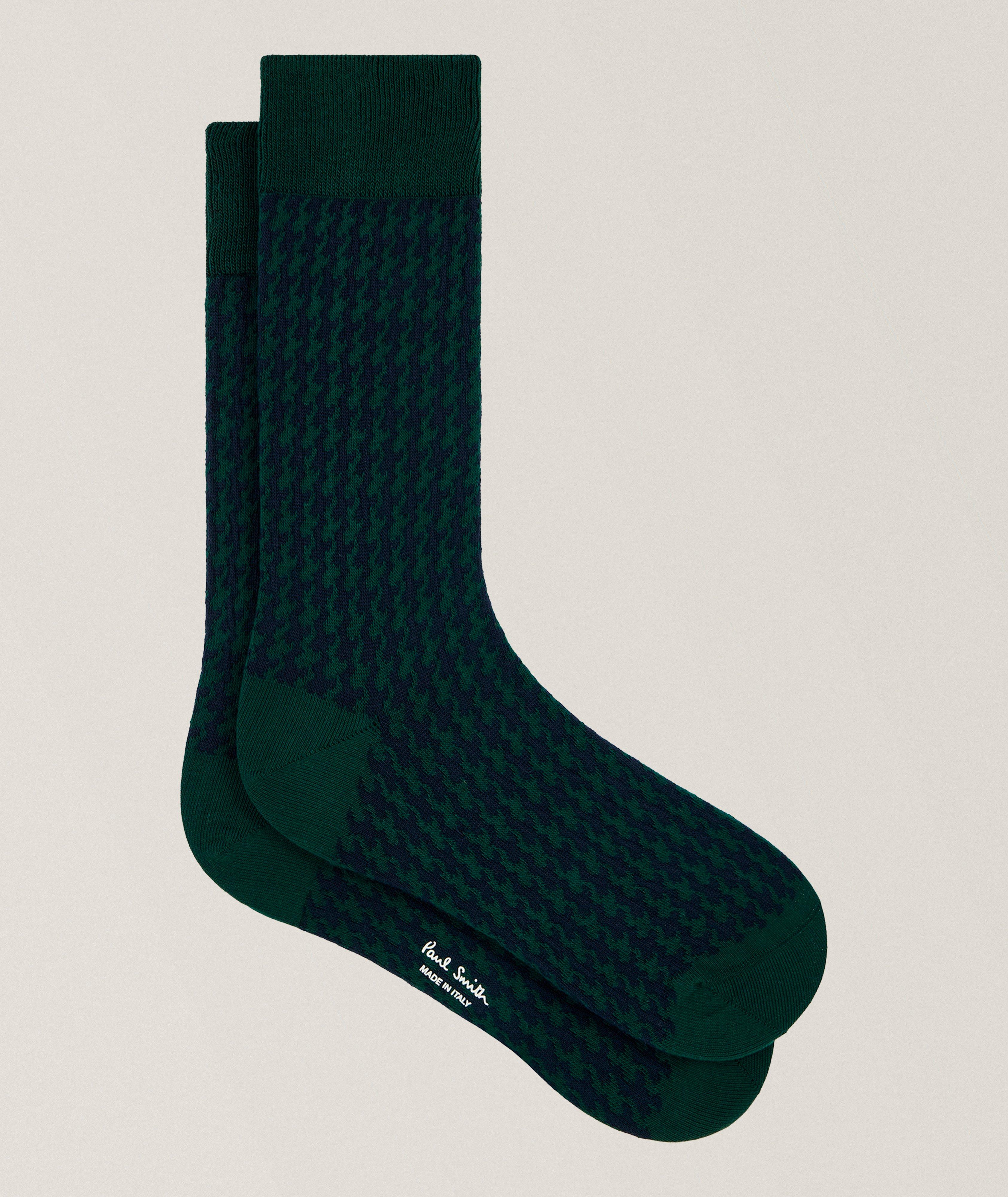 Paul Smith Houndstooth Stretch-Cotton Socks