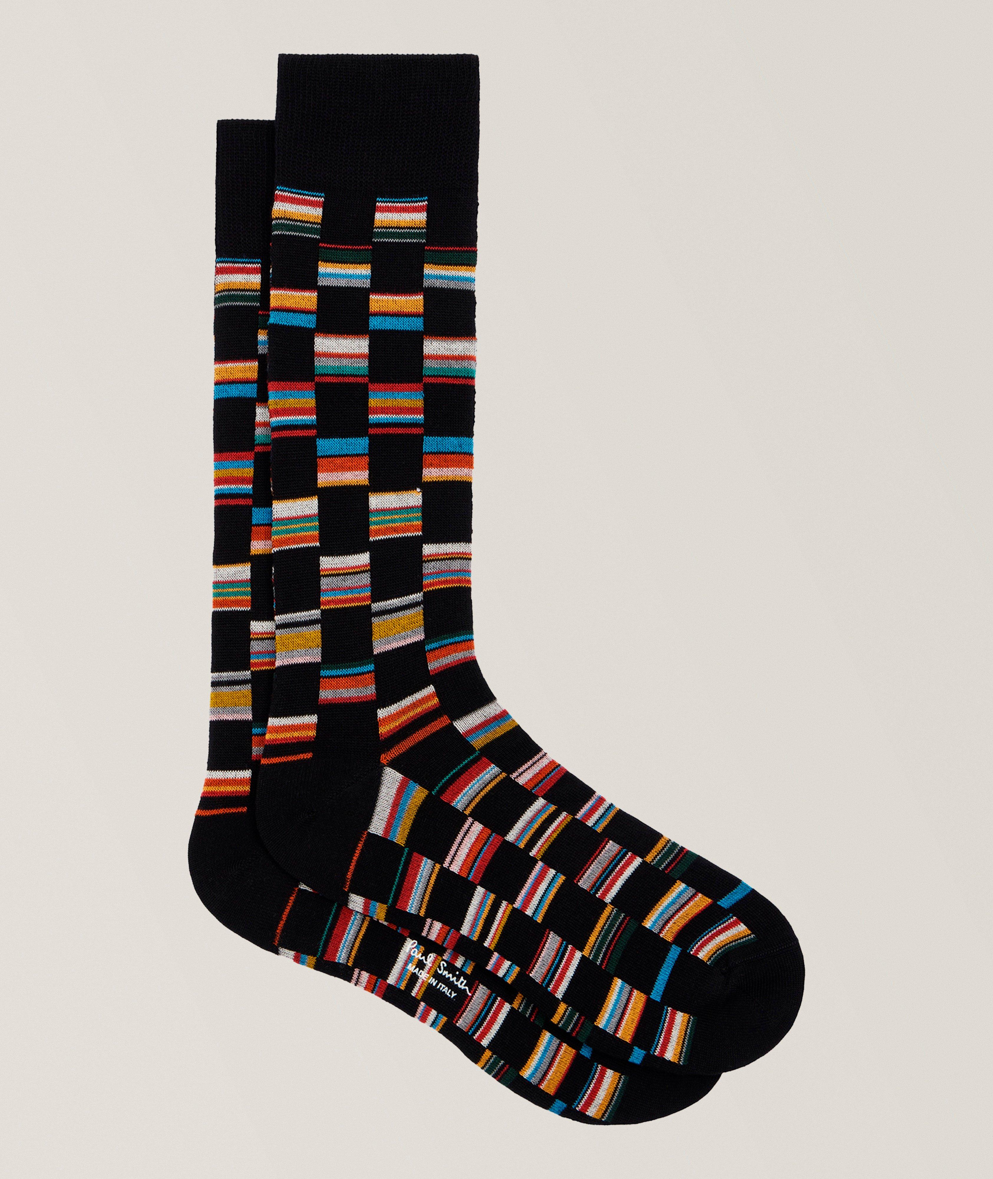 Paul Smith Laurel Signature Check Stretch-Cotton Socks