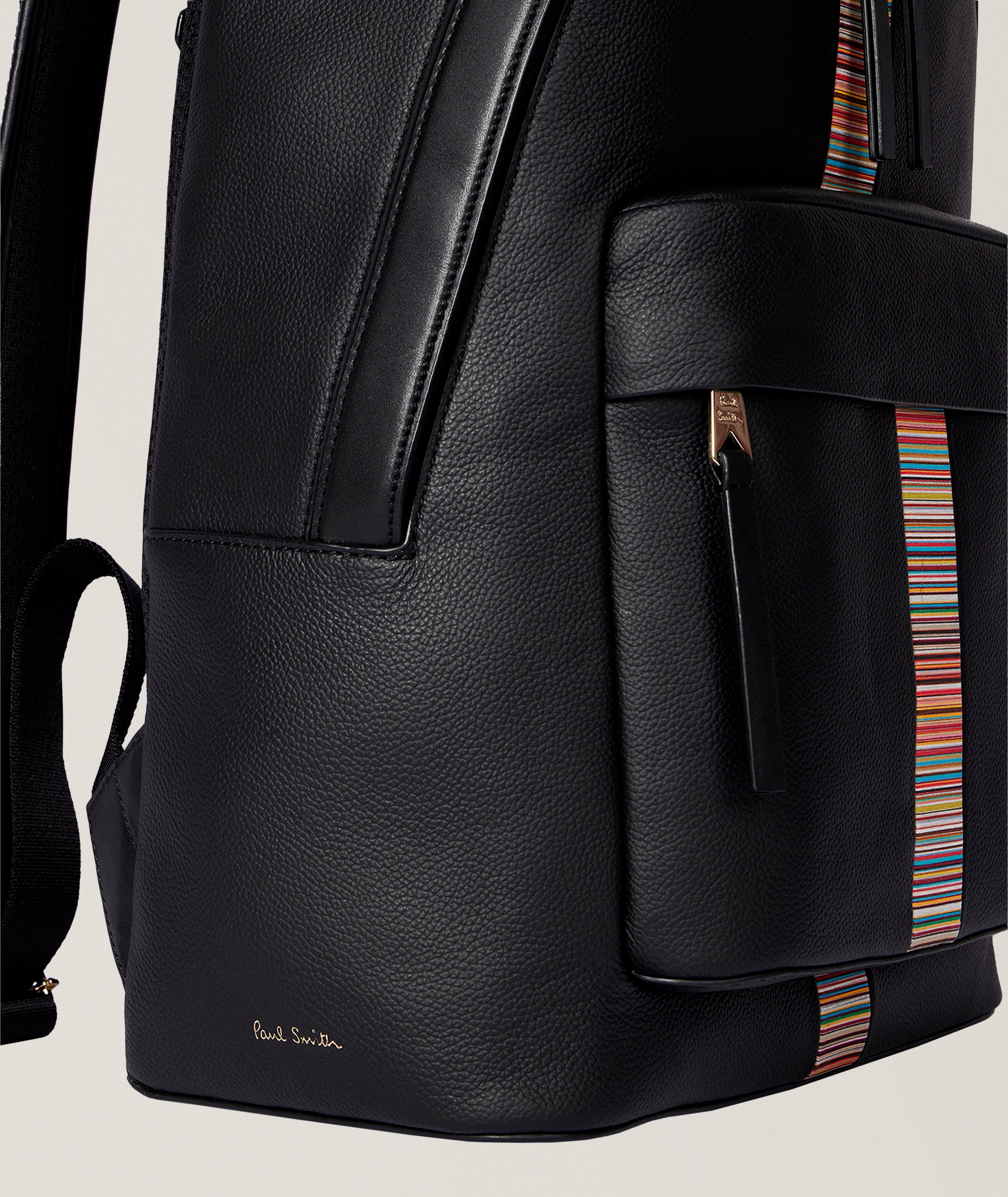 Leather Signature Stripe-Trim Backpack image 5