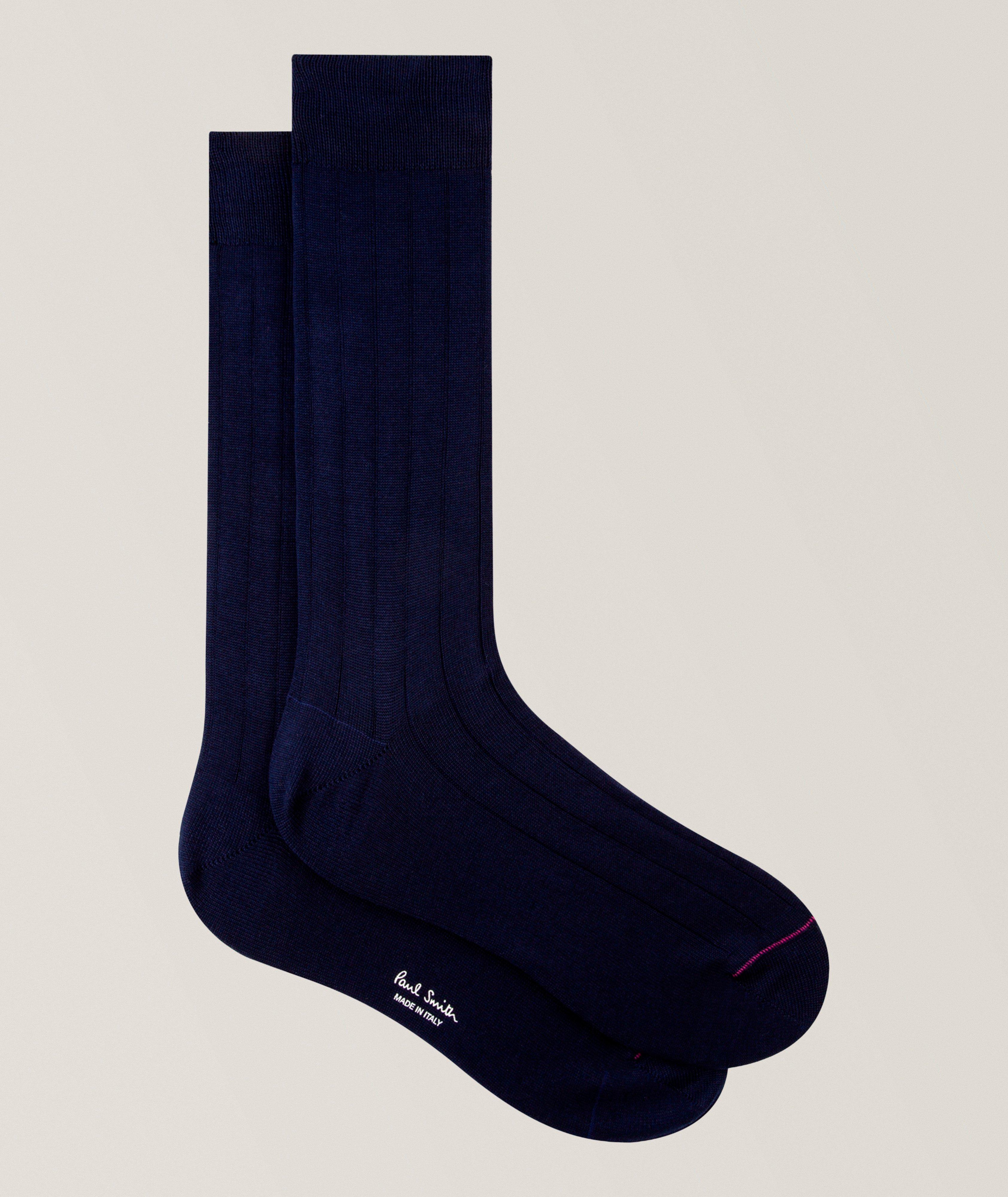 Paul Smith Ribbed Plain Stretch-Cotton Socks