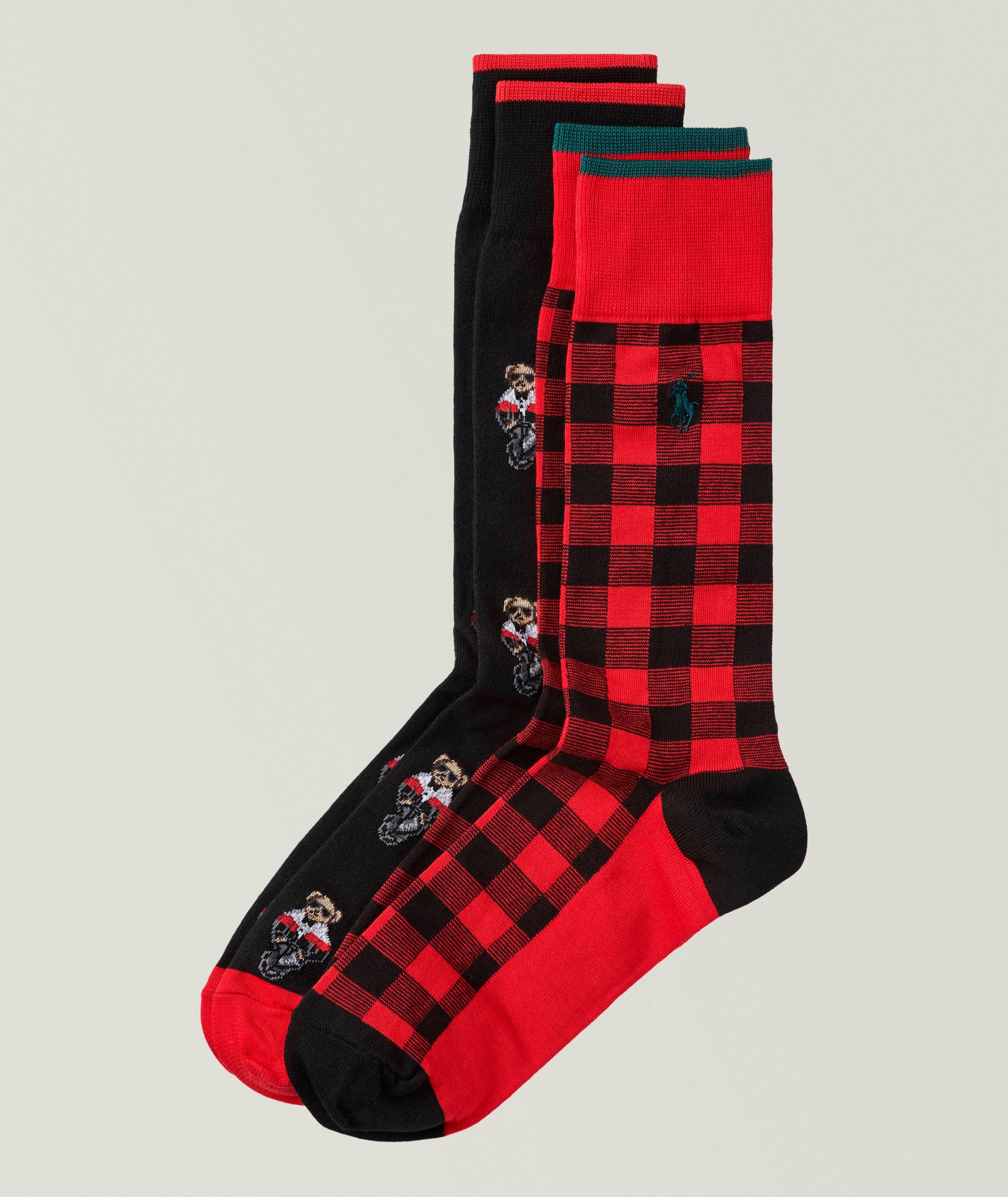 Polo Ralph Lauren 2-Pack Mini Bear & Buffalo Plaid Socks