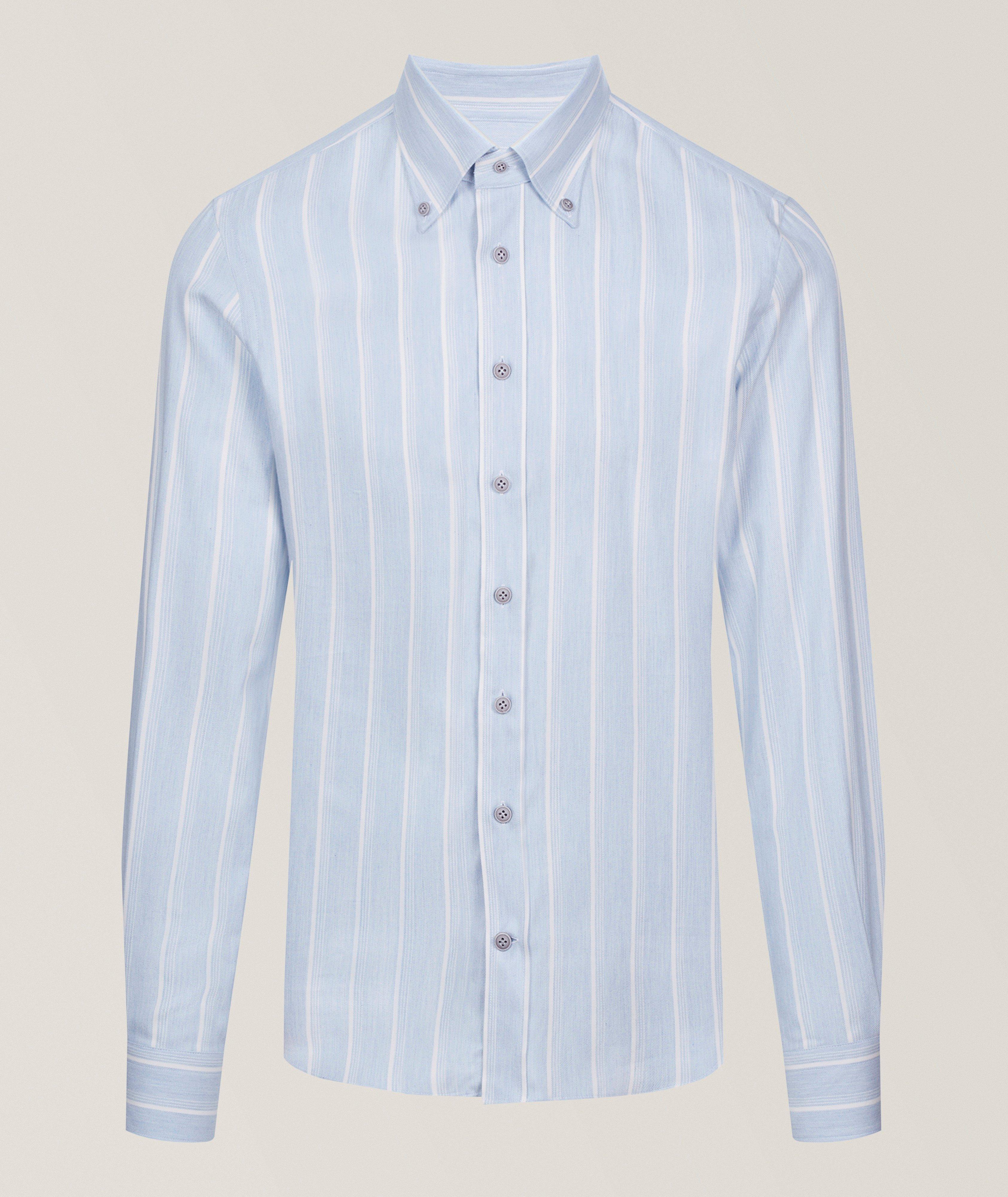 Emanuel Berg Chemise sergé flanelle brossé rayée